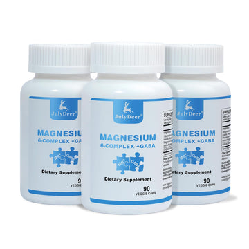 3 Bottles Sixfold Magnesium Complex | 350mg of Magnesium Glycinate, Malate, Citrate, Taurine, Oxide, Mg+ for Muscles,Nerves,& Energy, GABA Sleep Support | High Absorption | Vegan | 90 Capsules Risabou uk supplements