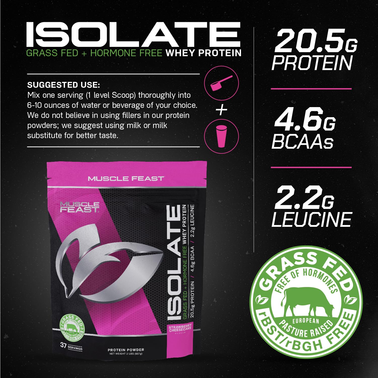 Muscle Feast Grass-Fed Whey Protein Isolate, All Natural Hormone Free Pasture Raised Muscle Feast uk supplements