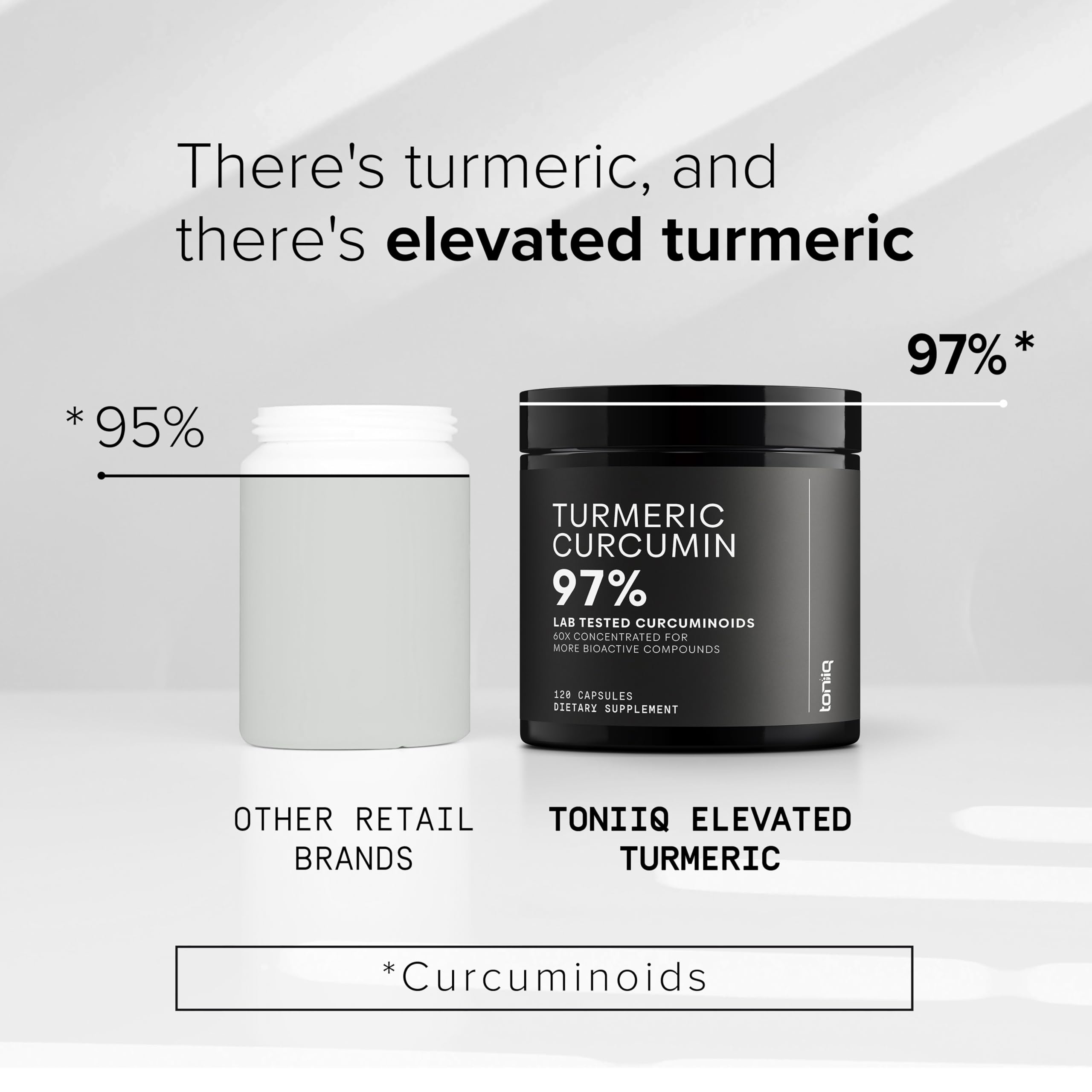 Turmeric Curcumin - Ultra High Potency 60:1 Extract with 97% Curcuminoids - 1200mg Per Serving - Black Pepper & MCT Oil for Enhanced Absorption - Third-Party Lab Tested - 120 Capsules Toniiq uk supplements