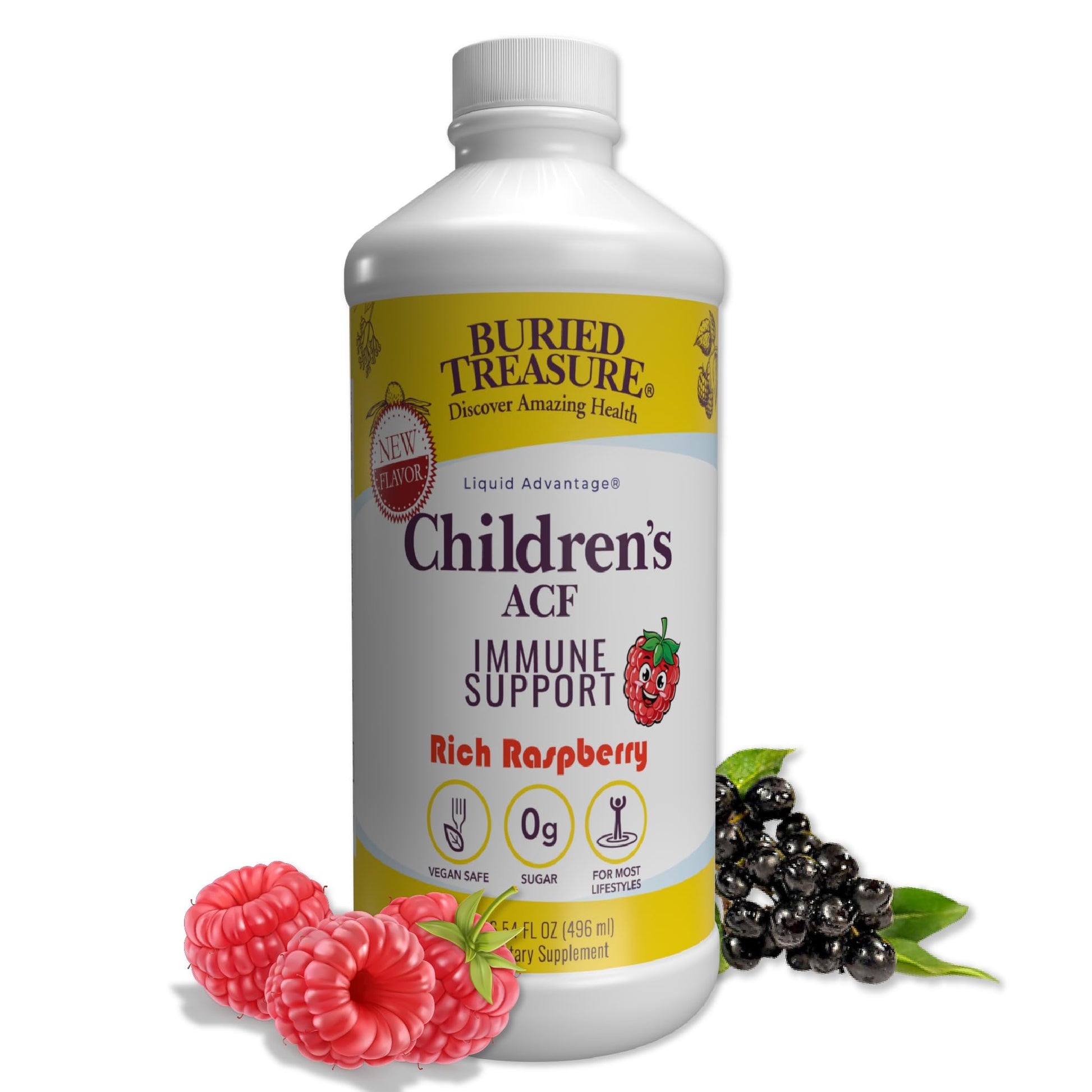 Buried Treasure Children’s ACF Liquid Immune Support for Kids – Elderberry, Echinacea & Botanicals – Raspberry Flavor – 16 oz – Sugar Free Buried Treasure uk supplements