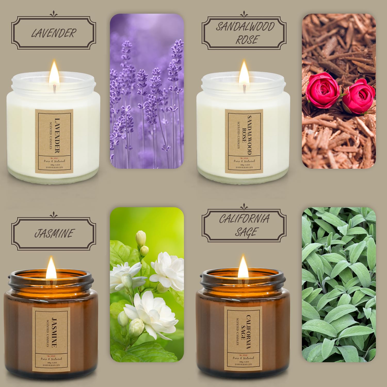 Aromatherapy Candles for Home Scented, 4 Pack Lavender Candles Gifts Set for Women FOMICO uk supplements