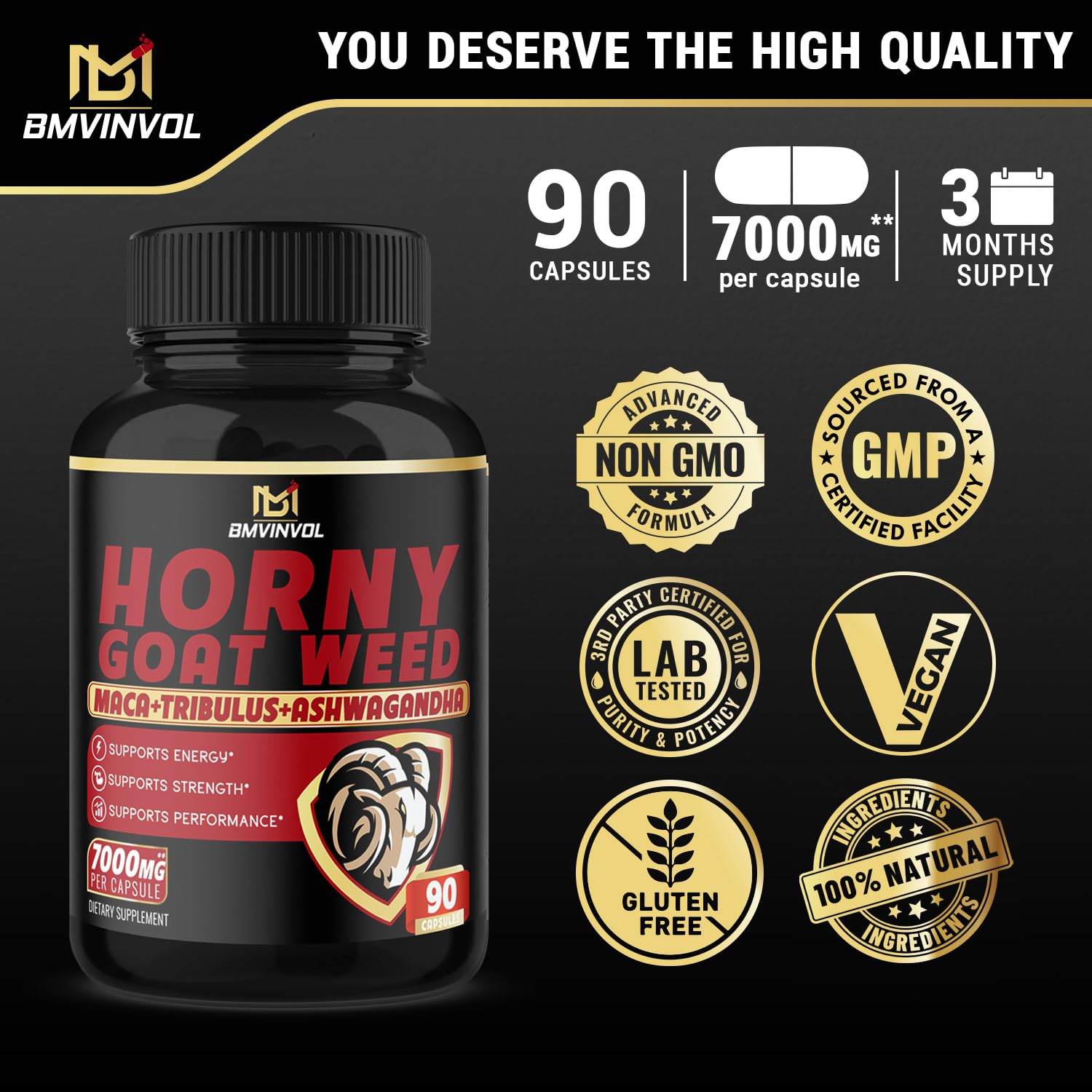 BMVINVOL Horny Goat Weed Capsules - 7000mg Herbal Equivalent BMVINVOL uk supplements