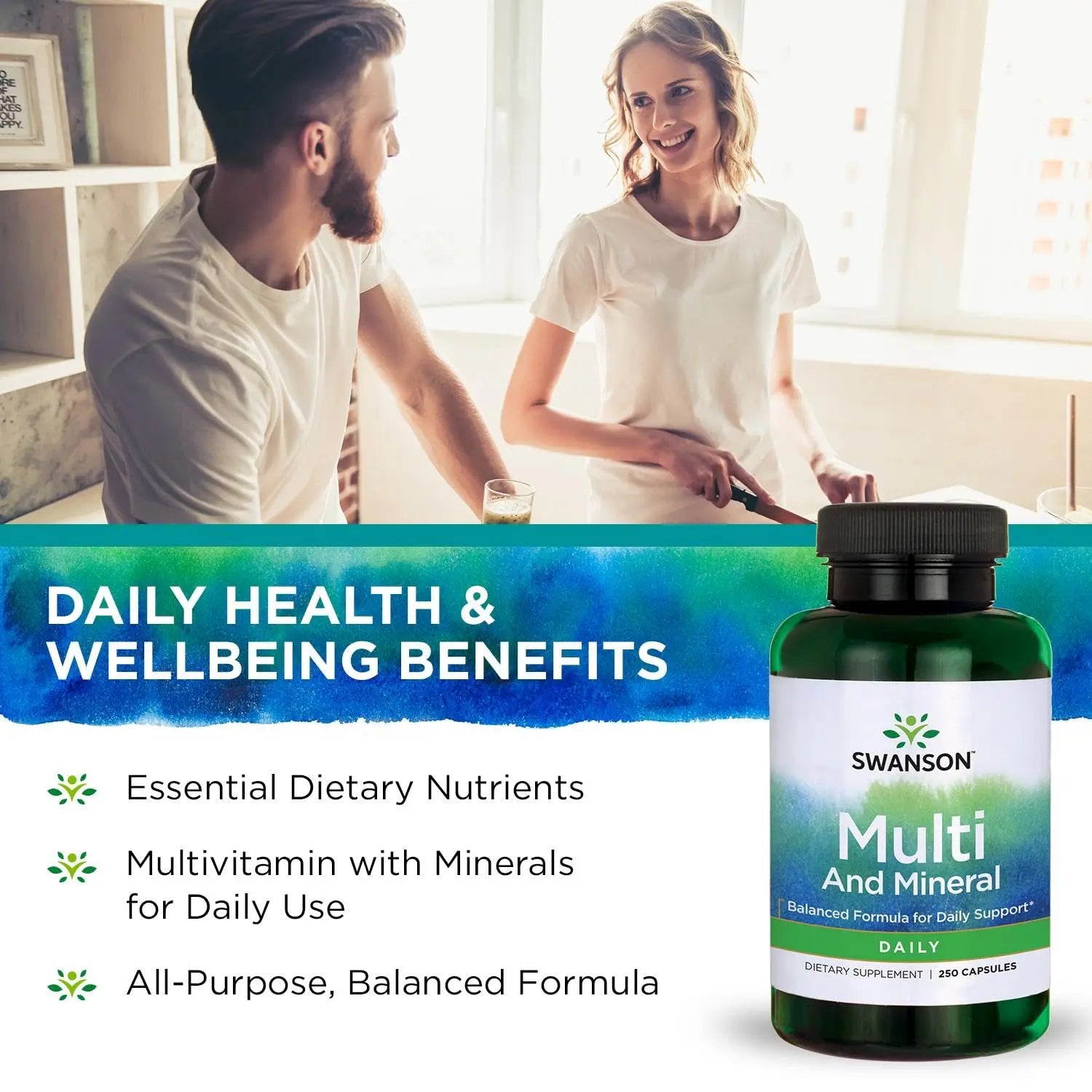 Swanson Multi and Mineral Daily Men's Women's Multivitamin Multimineral Health Supplement 250 Capsules (Caps) Swanson uk supplements