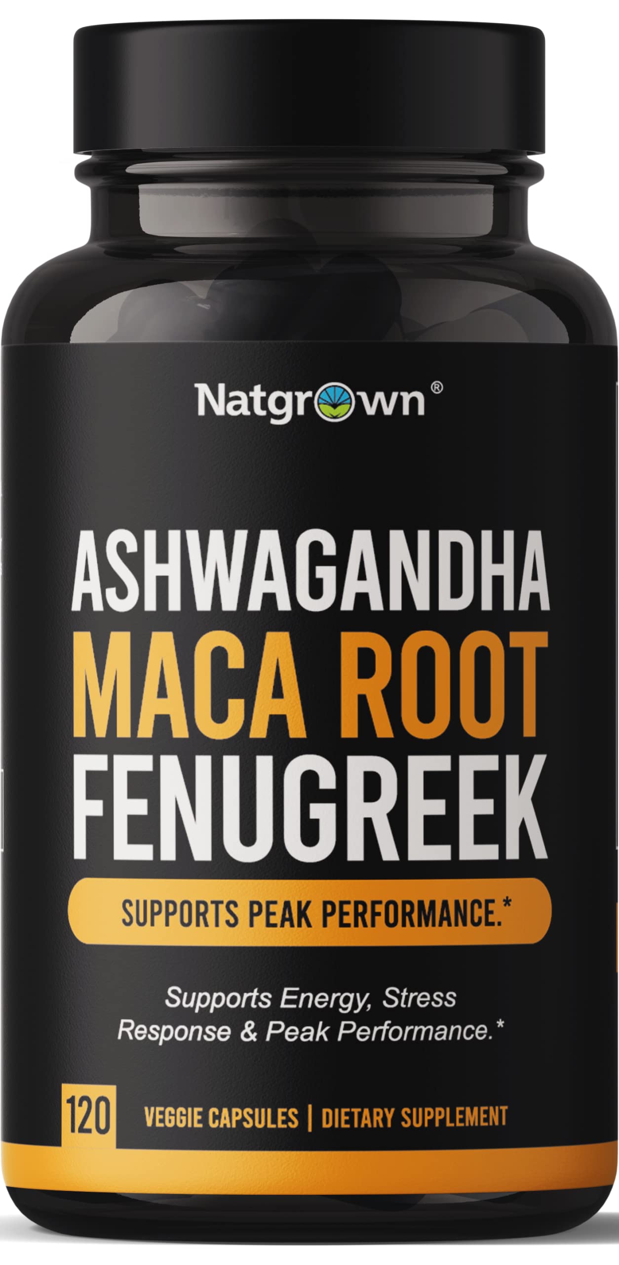 Natgrown Ashwagandha Maca Root Fenugreek Extract Capsules Supplement Natgrown uk supplements