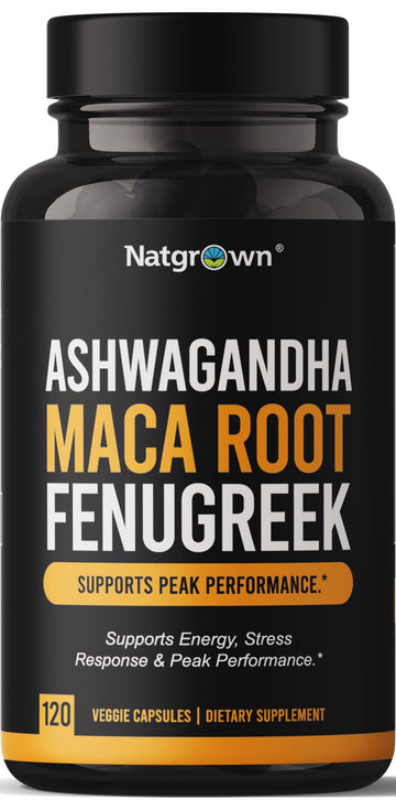 Natgrown Ashwagandha Maca Root Fenugreek Extract Capsules Supplement Natgrown uk supplements