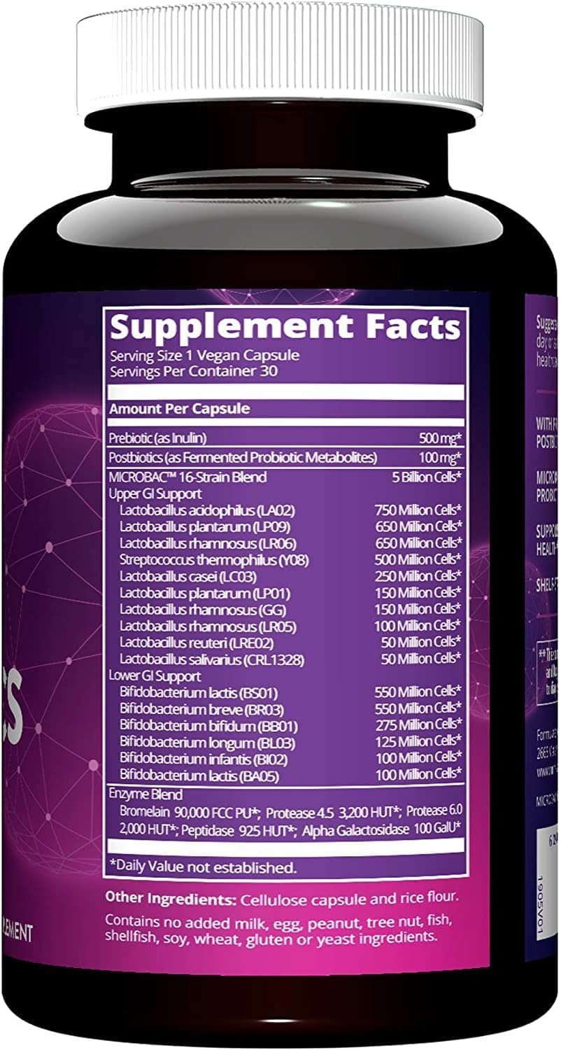 MRM Nutrition Daily Probiotics - Supports Intestinal, GI, & Immune Health for Women & Men, Prebiotic, Probiotic, & Postbiotic Supplement, 5 Billion Cells & 16 Different Strains, Vegan - 30 Servings MRM uk supplements