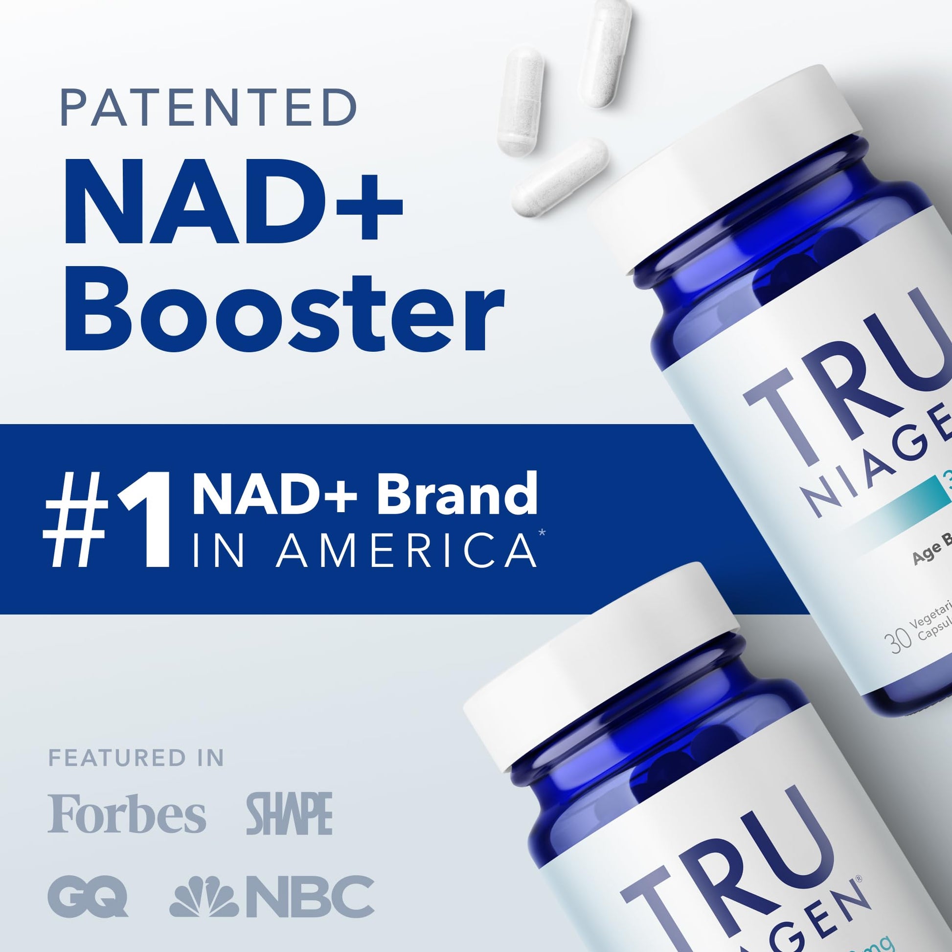 TRU NIAGEN Patented NAD Supplement for Brain Function, Anti Aging & Cell Regeneration, 300mg Niagen, 30 Servings | Supports Cellular Energy, Muscle | Nicotinamide Riboside (NR) Take 1 Daily | 2 Bottle TRU NIAGEN uk supplements