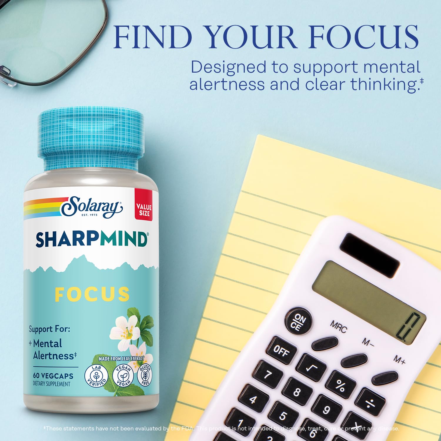 SOLARAY SharpMind Focus, Mental Alertness Nootropic Supplement for Healthy Brain Fog, Cognizin Citicoline, Lions Mane Mushroom, Bacopa Monnieri, 60 Day Money Guarantee, 60 Serv 60 Veg Caps SOLARAY uk supplements