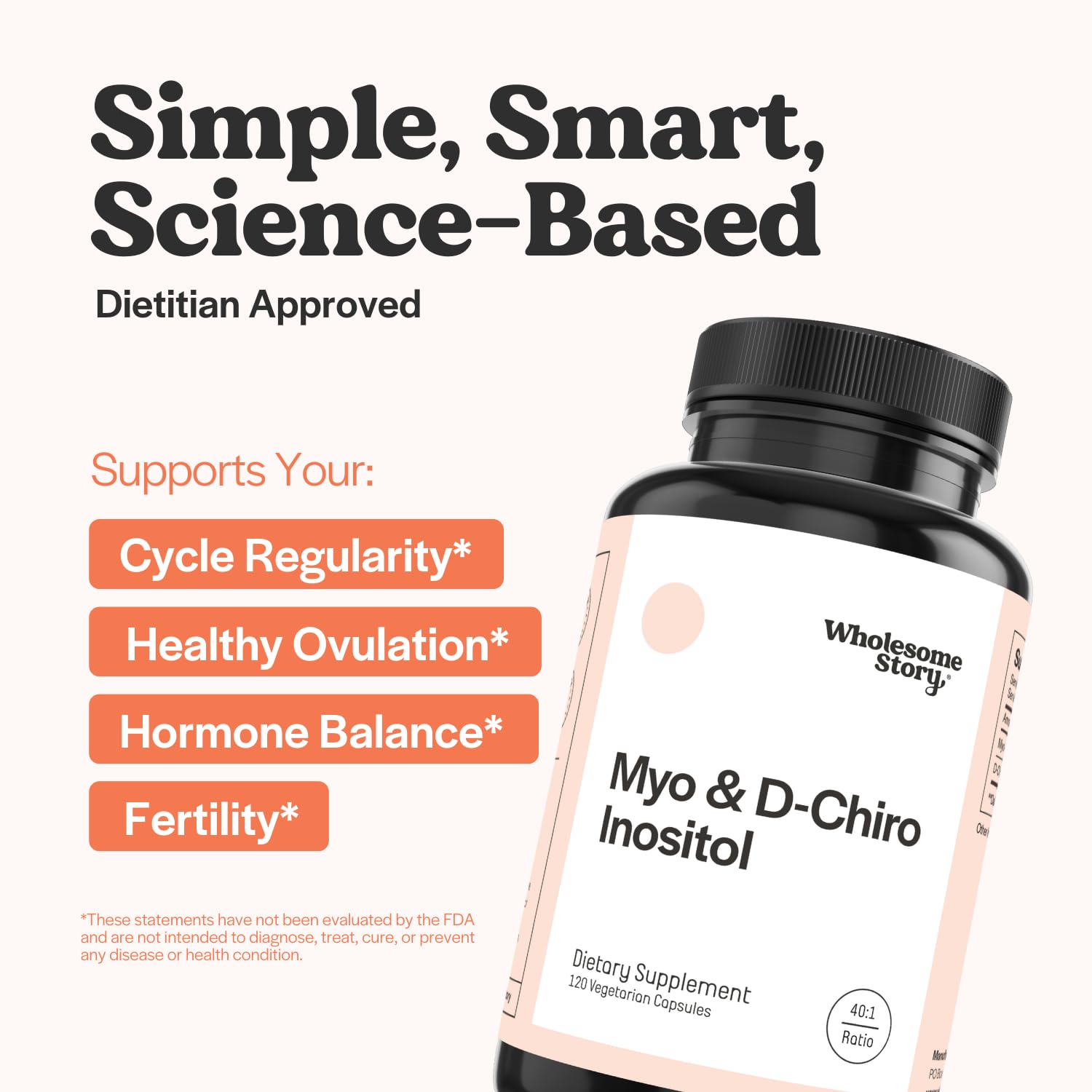 Wholesome Story Myo-Inositol & D-Chiro Inositol Supplement for Women | Fertility Supplements for Hormonal Balance & Ovarian Health Support | Myoinositol | Ideal 40:1 Ratio | 30 Servings Wholesome Story uk supplements