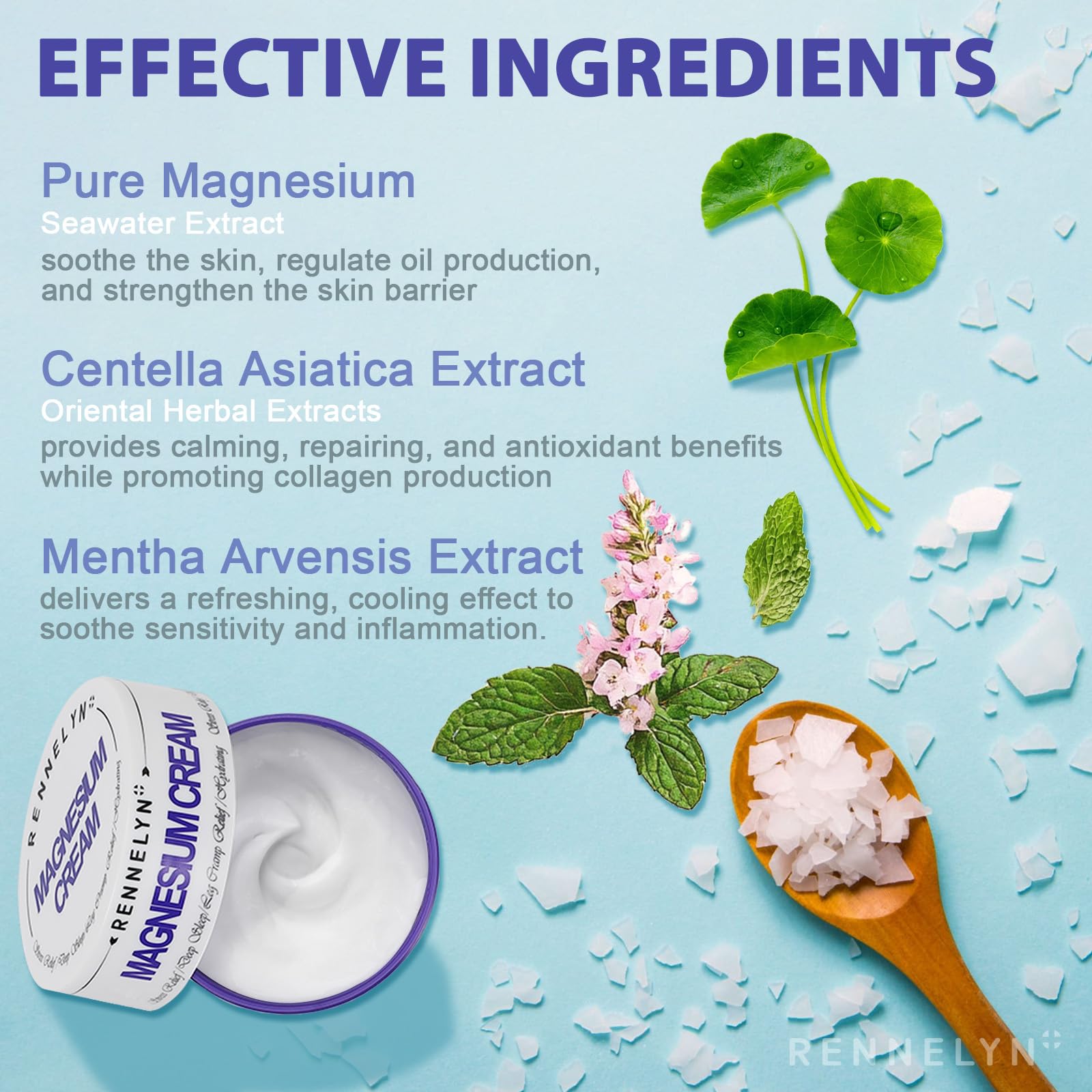 Magnesium Cream Leg Cramps: Soothing Lotion with Magnesium Glycinate, Malate, & Chloride (3 OZ FL, Lavender) Rennelyn uk supplements