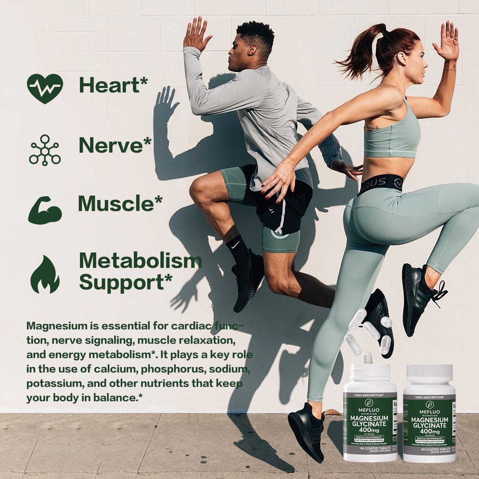 Magnesium Glycinate 400mg – High Absorption Magnesium Supplement for Muscle, Nerve & Sleep Support – Gentle on Stomach, Non-GMO, Vegan Capsules, 90 Count Mefluo uk supplements