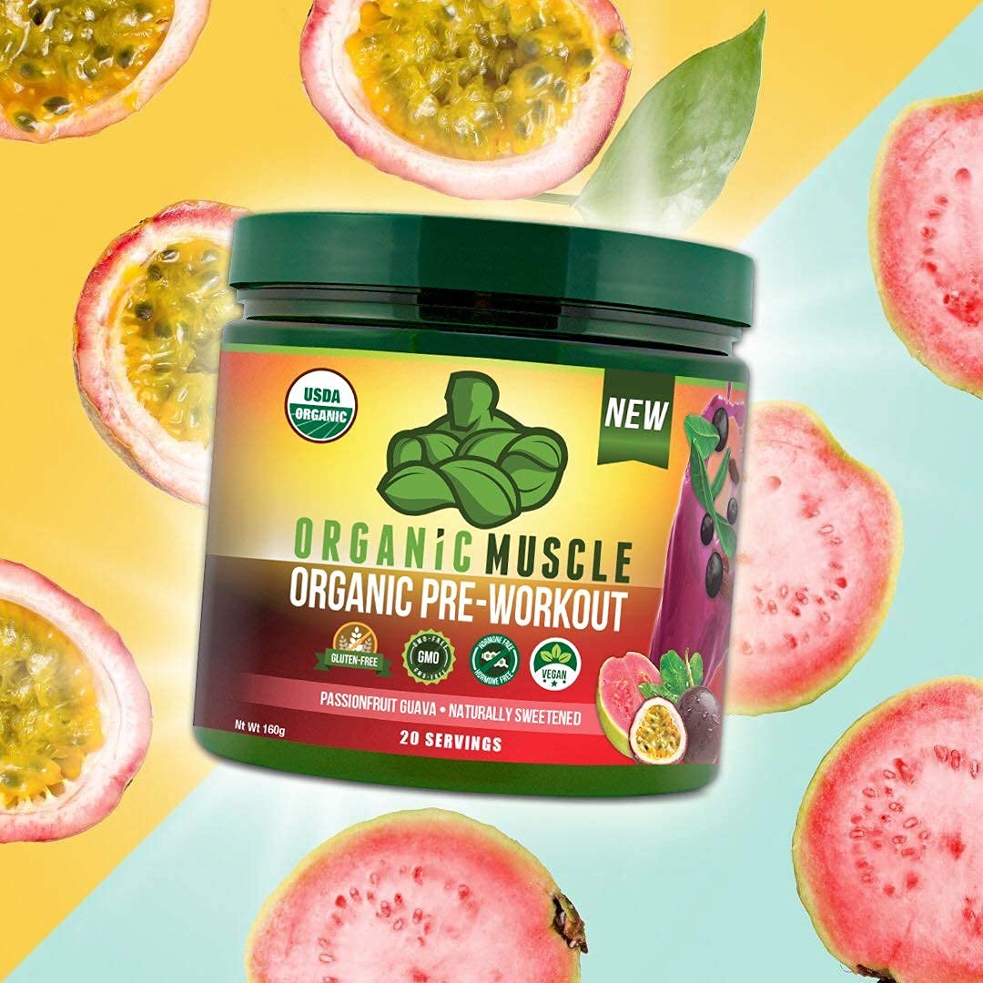 Organic Muscle Bundle - Pre-Workout Powder for Energy (Passionfruit Guava) + Replenisher Organic Muscle uk supplements