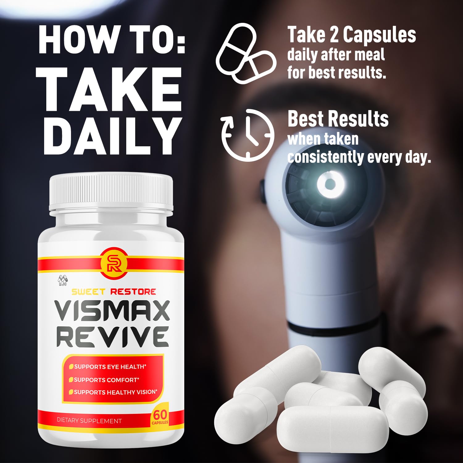 Vismax Revive Capsules, Official VismaxRevive Vision Support Supplement with All Natural Ingredients, Advanced Eye Health Formula and Vision Vitamin Supporting Wellness Naturally (60 Capsules) MJO uk supplements