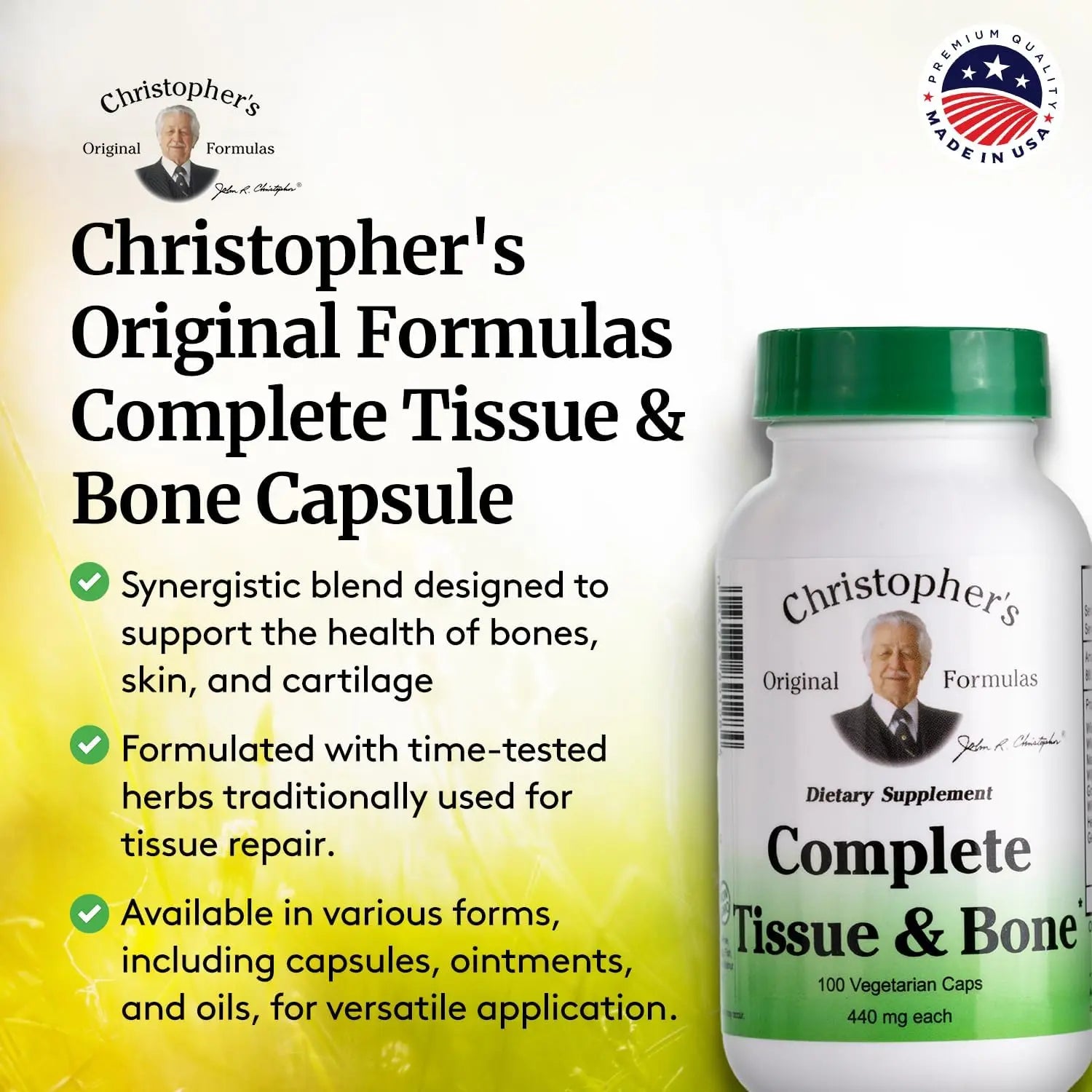 Christopher's Original Formulas Complete Tissue & Bone Formula – 100 VCaps | Herbal Support for Bones & Connective Tissue - Pack of 2 Christopher's Original Formulas uk supplements