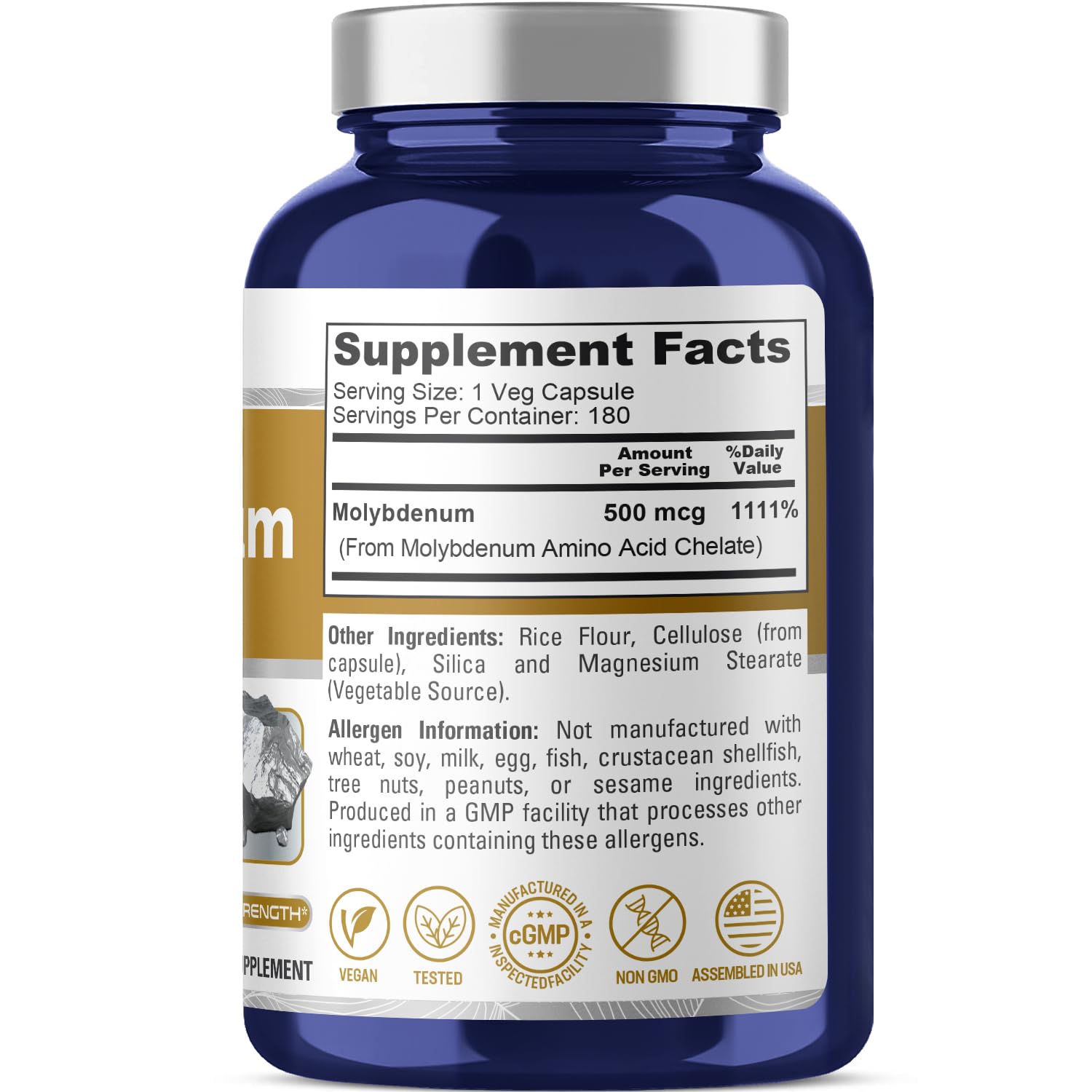 NusaPure Chelated Molybdenum 500 mcg 180 Vegetarian Caps (Vegan, Non-GMO) NusaPure uk supplements