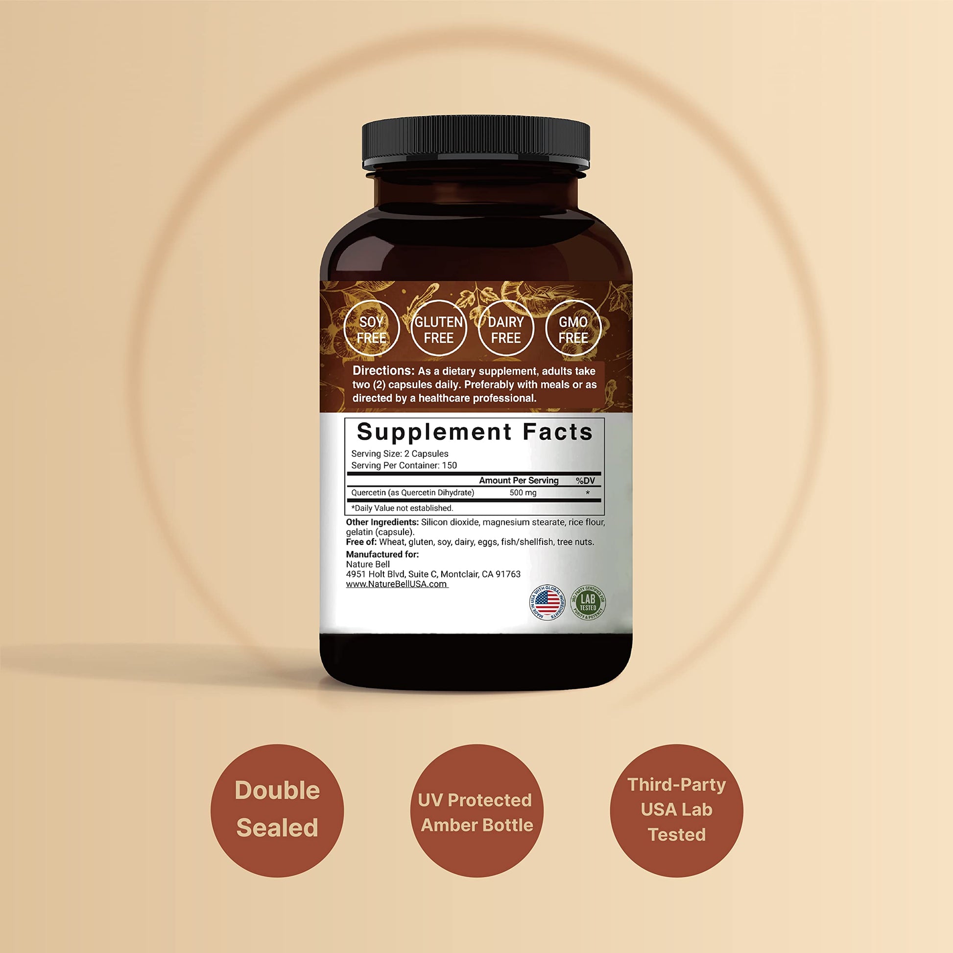NatureBell Quercetin 500mg Per Serving | 300 Capsules, Ultra Strength Quercetin NatureBell uk supplements