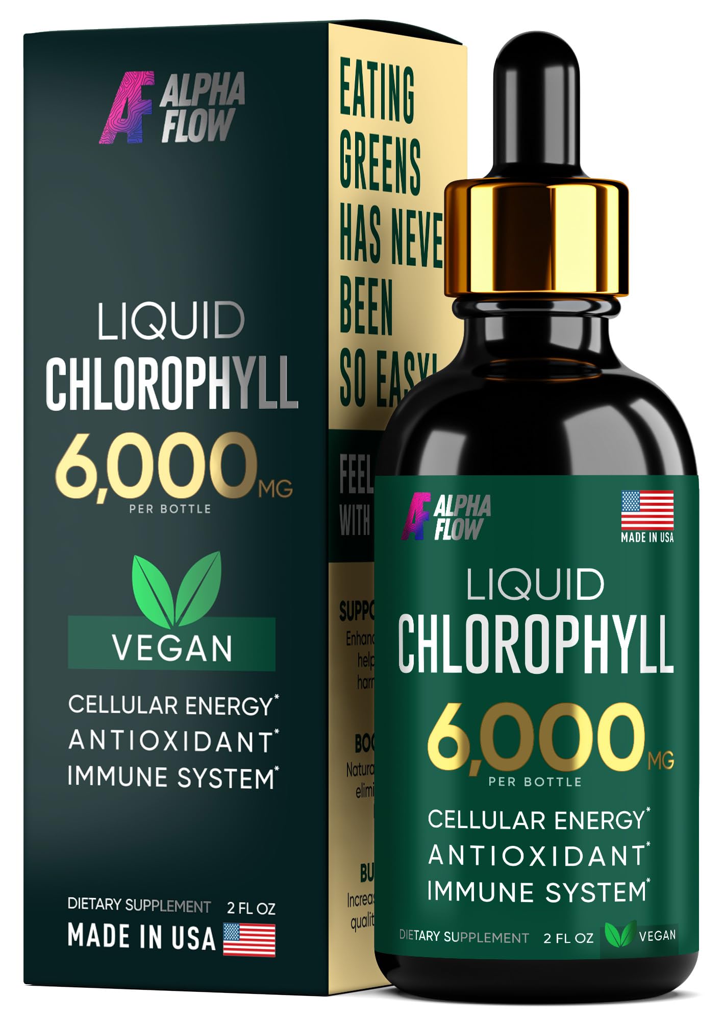 Chlorophyll Liquid Drops 6000 mg - Premium Liquid Chlorophyll Supplement - All-in-One Alpha Flow uk supplements