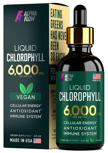 Chlorophyll Liquid Drops 6000 mg - Premium Liquid Chlorophyll Supplement - All-in-One Alpha Flow uk supplements