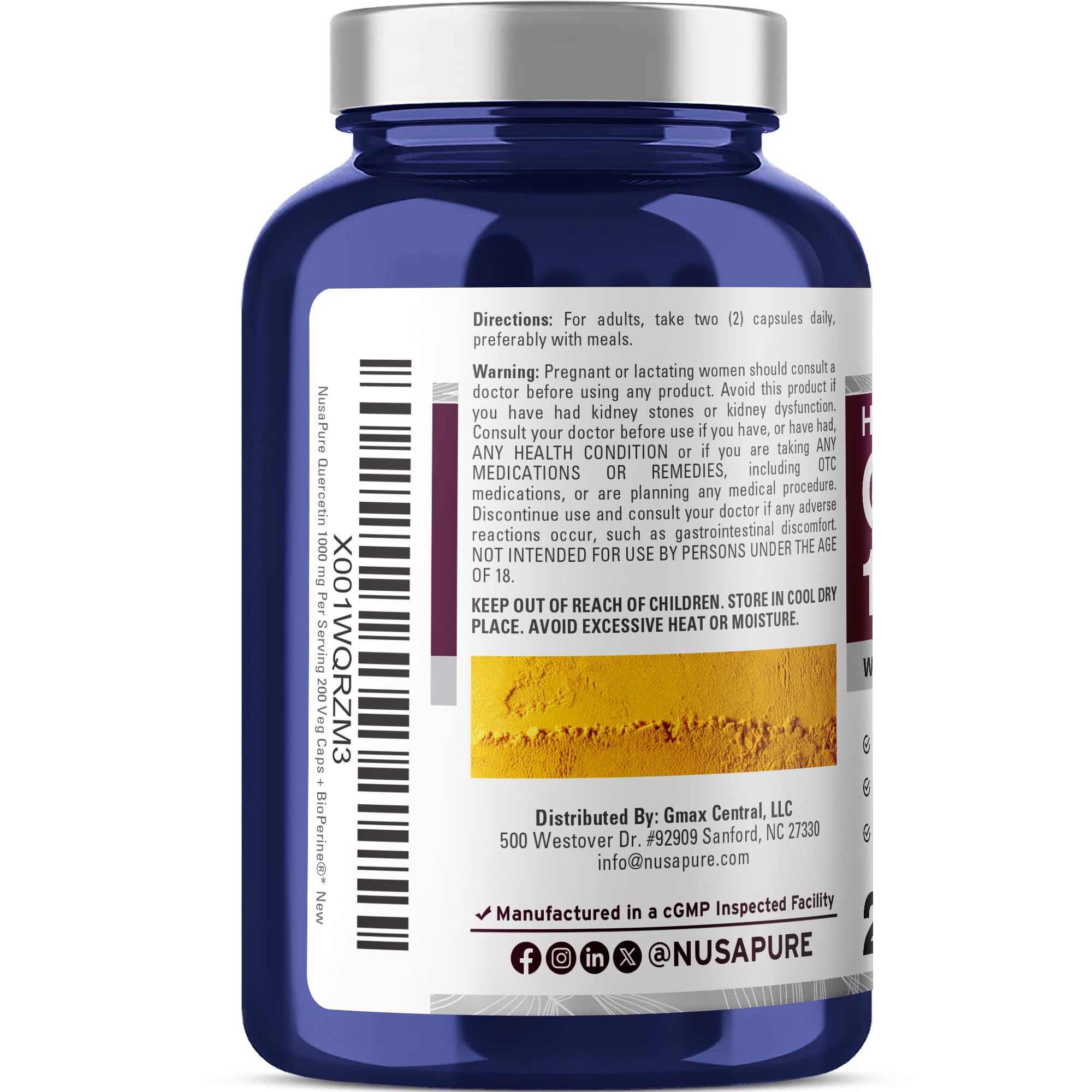 NusaPure Quercetin - Suitable for Vegetarian/Vegan, Non - GMO - 1000 mg - 200 Capsules NusaPure uk supplements