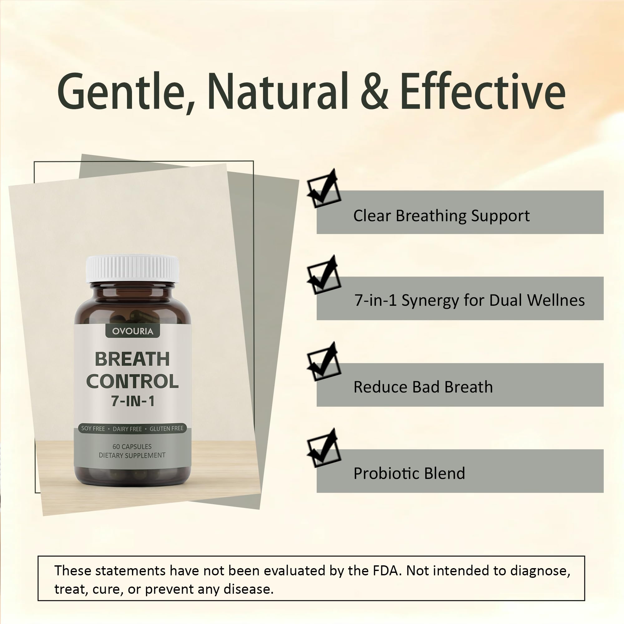TANSPRESSO ovouria Breath & Gut Balance Capsules - 7-in-1 Formula with Probiotics, Zinc Gluconate & Magnesium Citrate for Fresh Breath, Chronic Halitosis Relief & Digestive Wellness, 60 Count(1pc) TANSPRESSO uk supplements