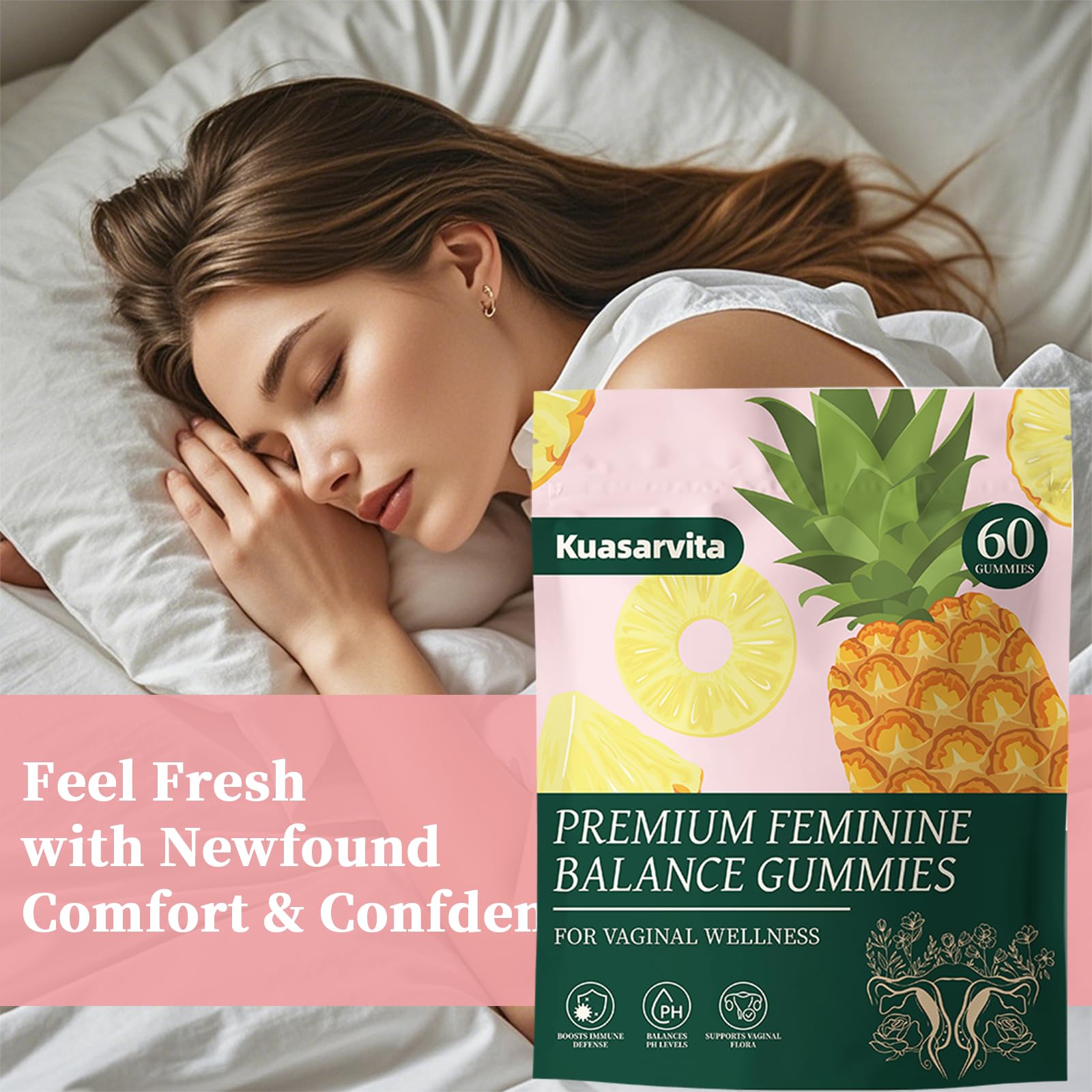 Premium Feminine Balance Gummies,Vital Vaginal Probiotics Source Feminine Gummies,Probiotic Gummies for Prenatal & Postnatal Women - Probiotics for Digestion, pH Balance, Gut Health, Immune Support Kuasarvita uk supplements