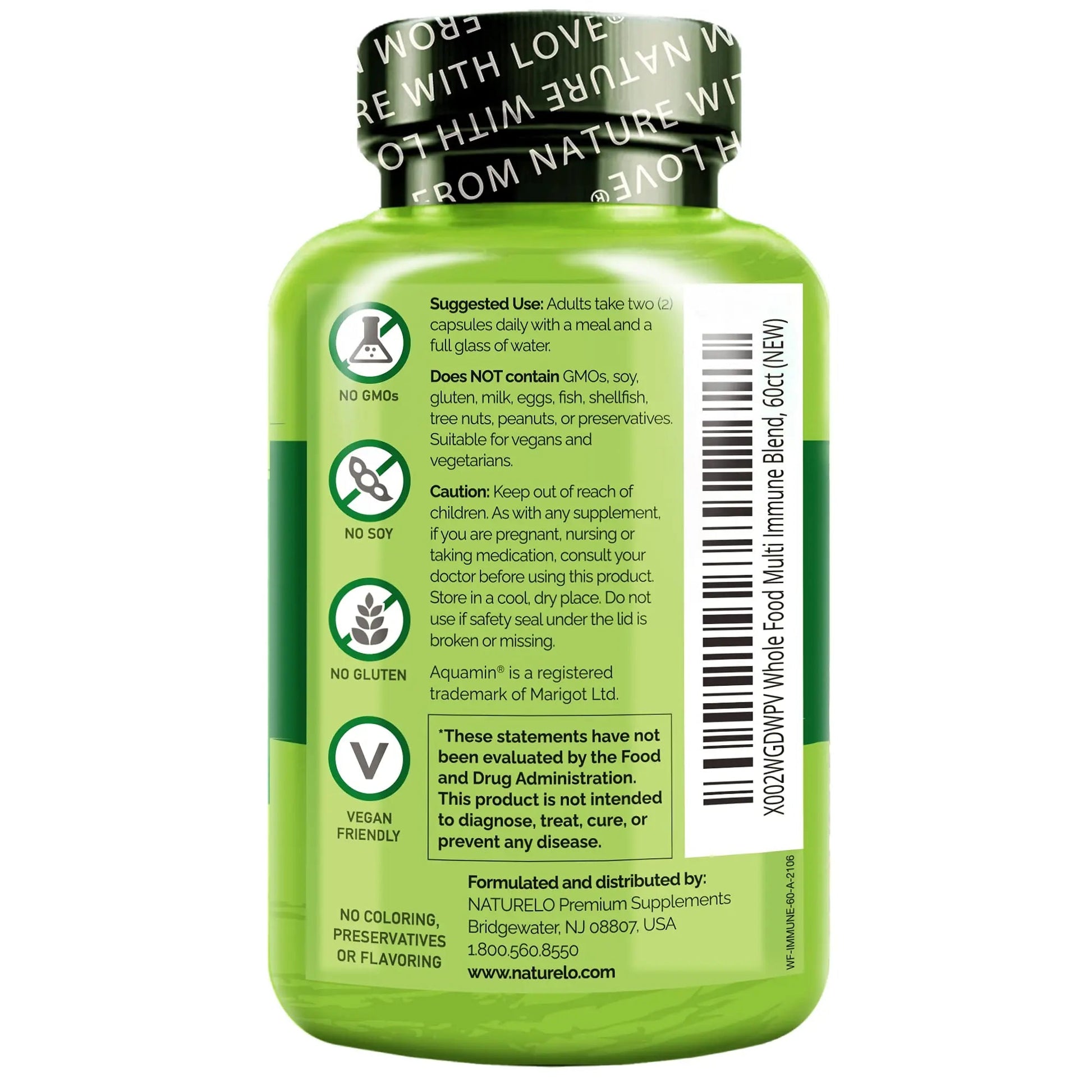NATURELO Whole Food Multivitamin + Immune Blend with Elderberry & Mushrooms - Complete Multivitamin with Extra Immune Support NATURELO uk supplements