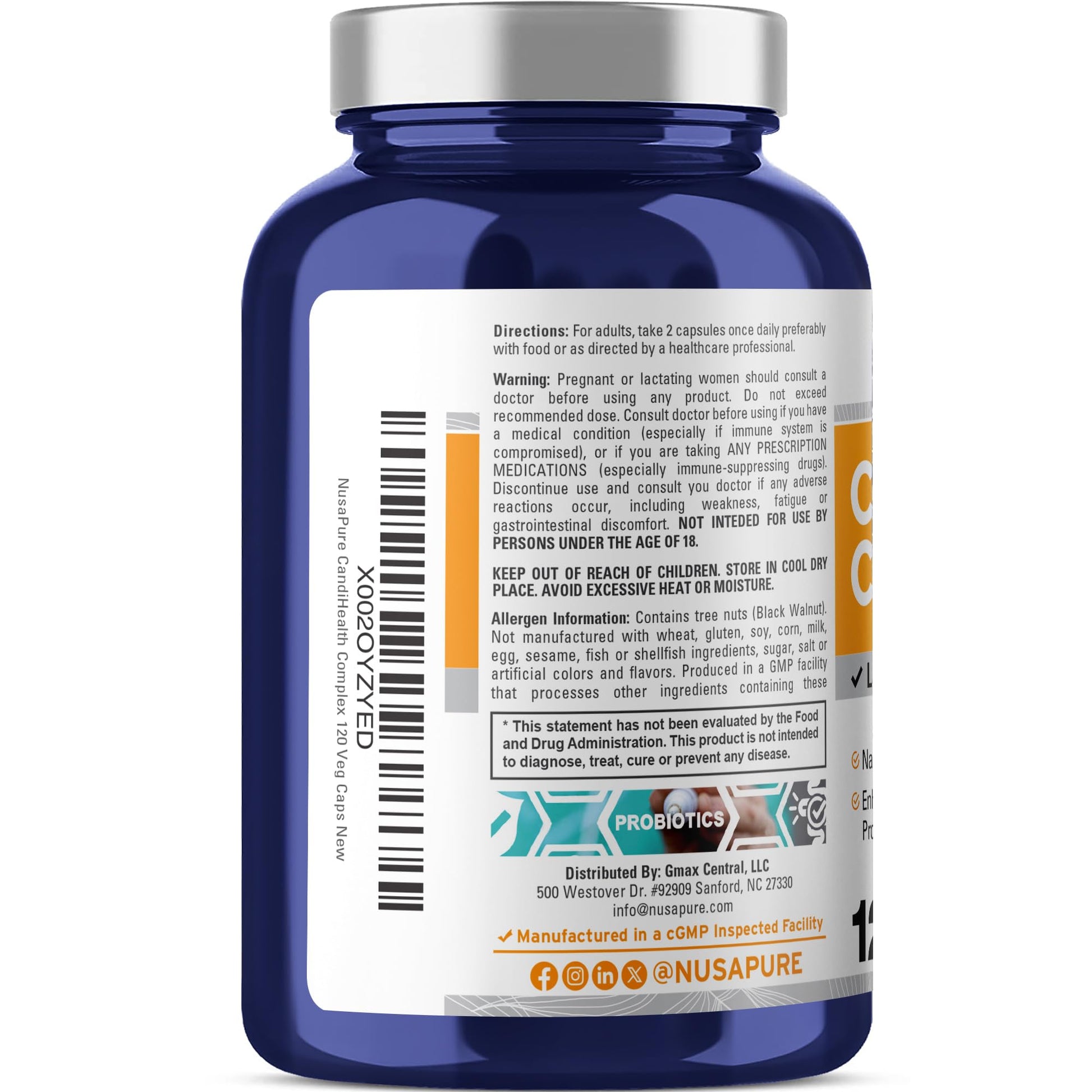 NusaPure CandiHealth Complex (Non-GMO, Vegan) 120 Veggie Capsules NusaPure uk supplements