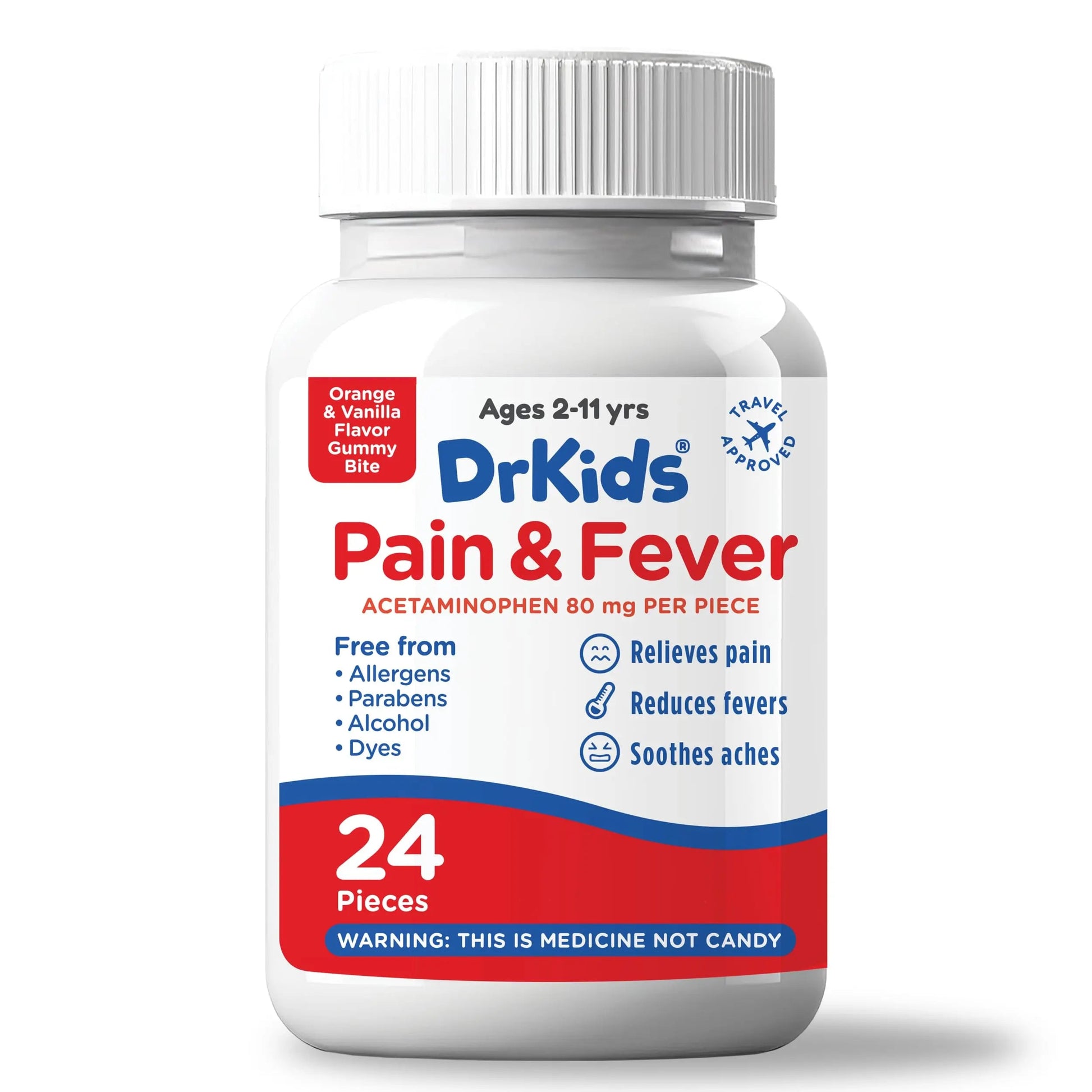 Dr. Kids Children’s Pain and Fever Gummy Bite - Chewable Acetaminophen for Kids Ages 2-11, Pre-Measured Soft Chews for Headache, Sore Throat, Cold and Flu, Orange Vanilla Flavor, 24 Count Dr. Kids uk supplements