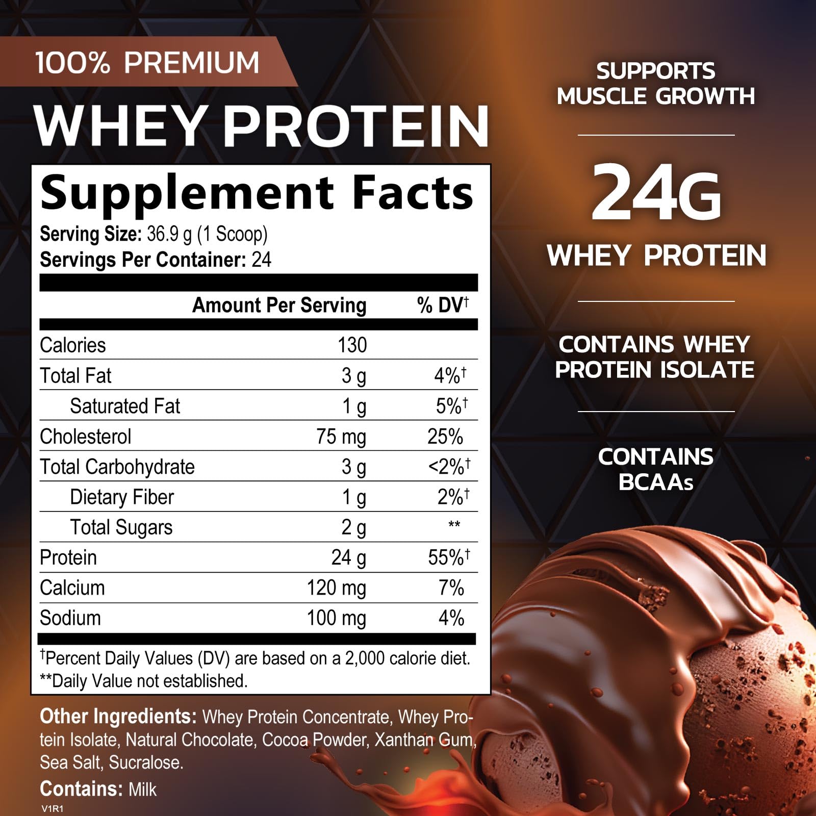 Nature's Premium 100% Whey Protein Powder, 24g of Protein, Double Rich Chocolate Nature's Peak uk supplements