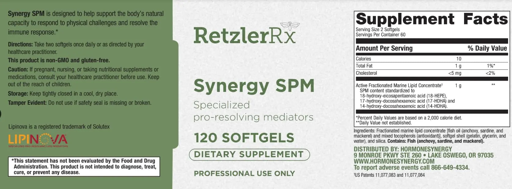 Specialized Pro Resolving Mediators - Synergy SPM by RetzlerRx® - SPM's for Joint Comfort, Tissue Health & Minor Discomfort Relief* - Non-GMO - Gluten Free - 120 Softgels HormoneSynergy uk supplements