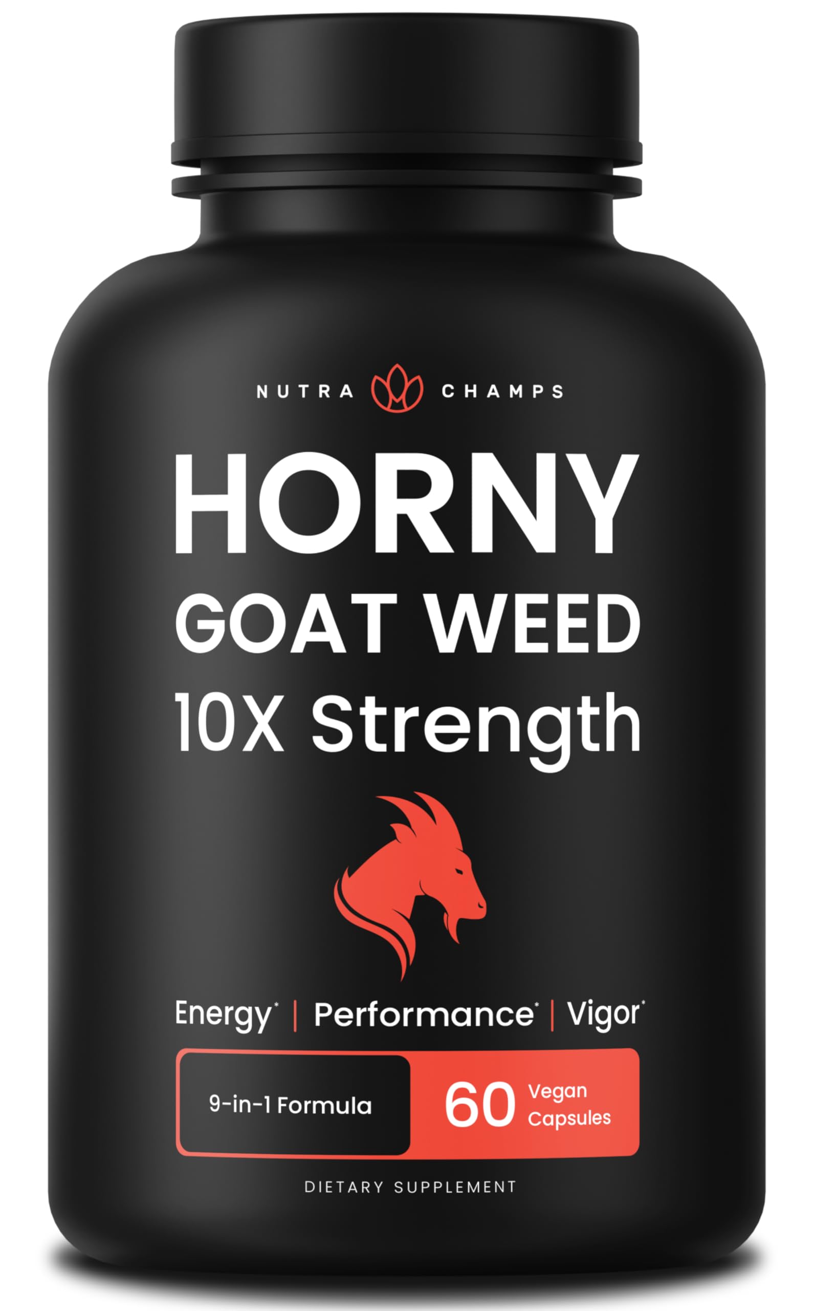 NutraChamps Horny Goat Weed, 1000mg Epimedium Energy Supplement, 10X Strength Icariin, Ginseng, Tribulus & Maca Pills for Women & Men, Enhanced Absorption with Black Pepper, 60 Vegan Capsules NutraChamps uk supplements