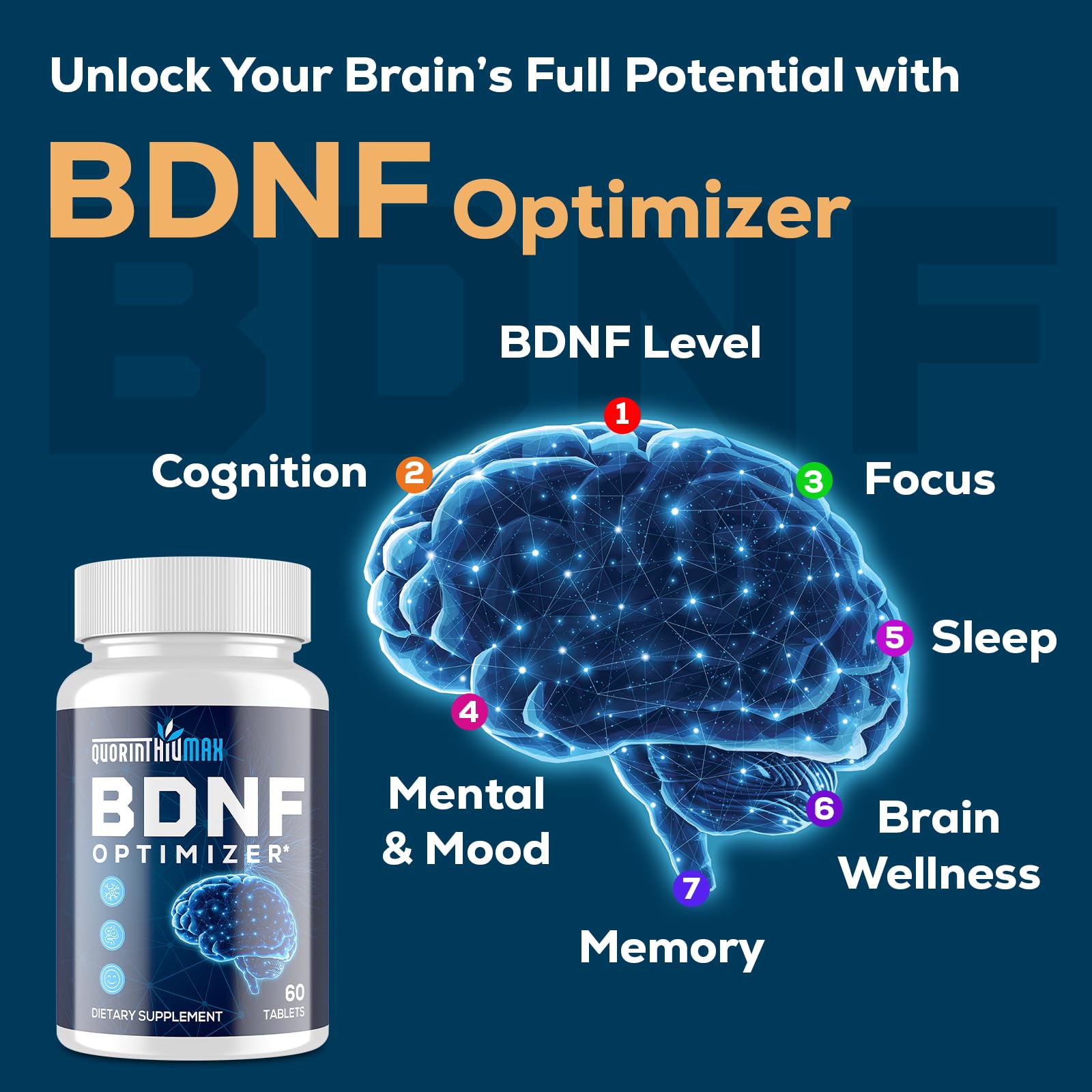 Nootropic Brain Supplement for Memory and Focus – BDNF Optimizer – Cognitive, Mental Clarity & Mood – High Absorption – Organic Lion's Mane, L-Theanine, Ginkgo Biloba & Alpha GPC – 60 Tablets Quorinthiumax uk supplements