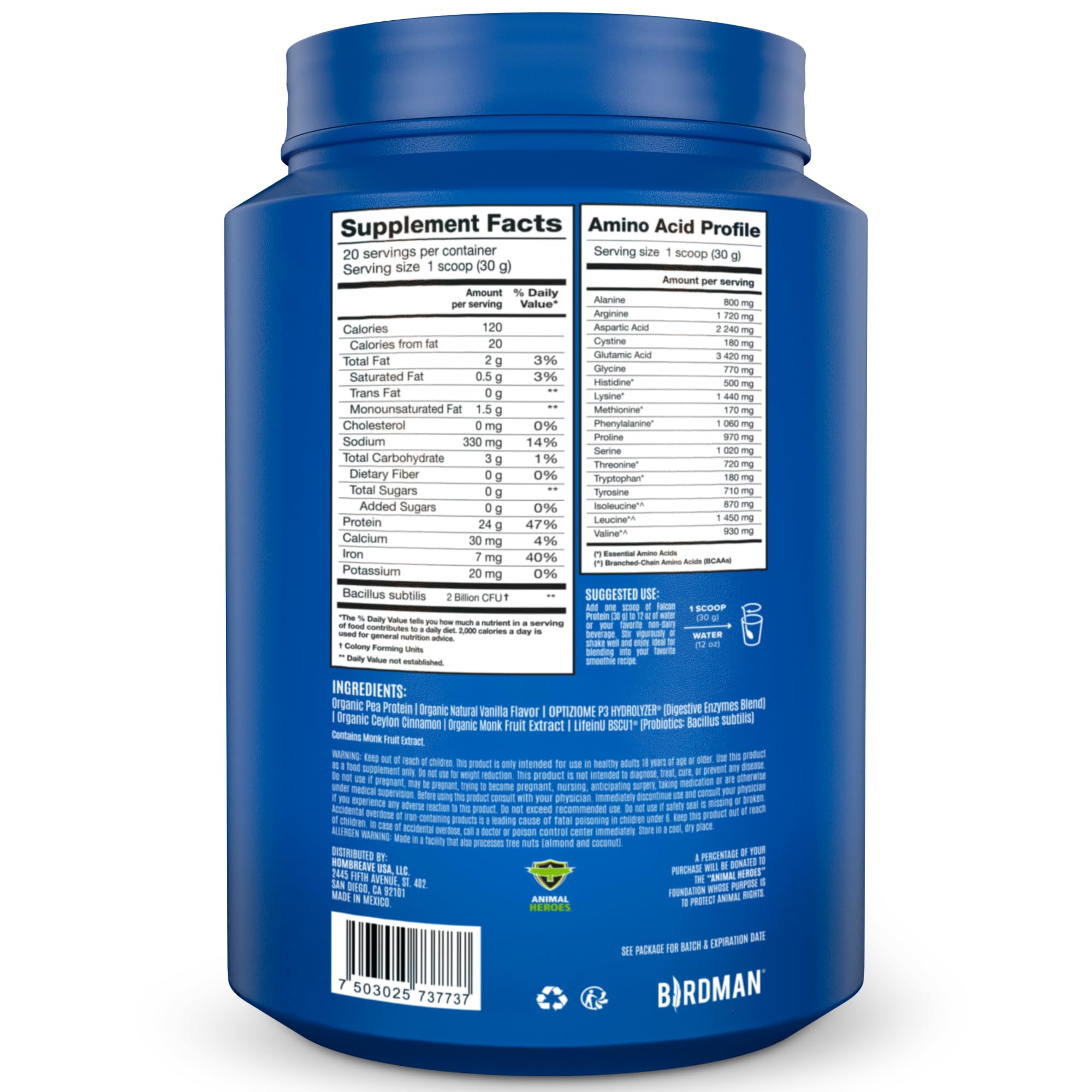 BIRDMAN Falcon Vegan Protein Powder Organic, Stevia & Sugar Free, Plant Based Protein BIRDMAN uk supplements