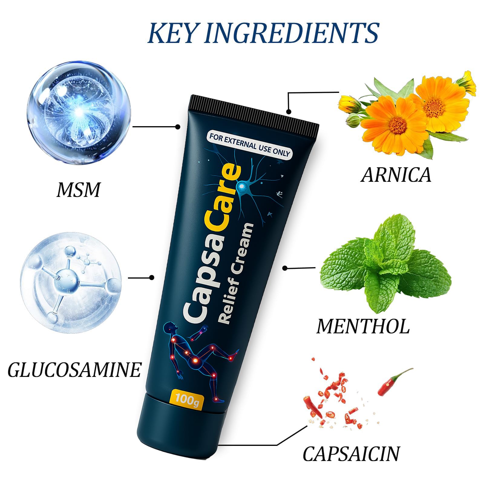 CapsaCare Neuropathy Relief Cream - with Capsaicin & Arnica, Menthol for Muscle & Joint Comfort, Fast Absorbing Formula for Feet, Hands, Legs, and Waist (2Pcs) MCArthur uk supplements
