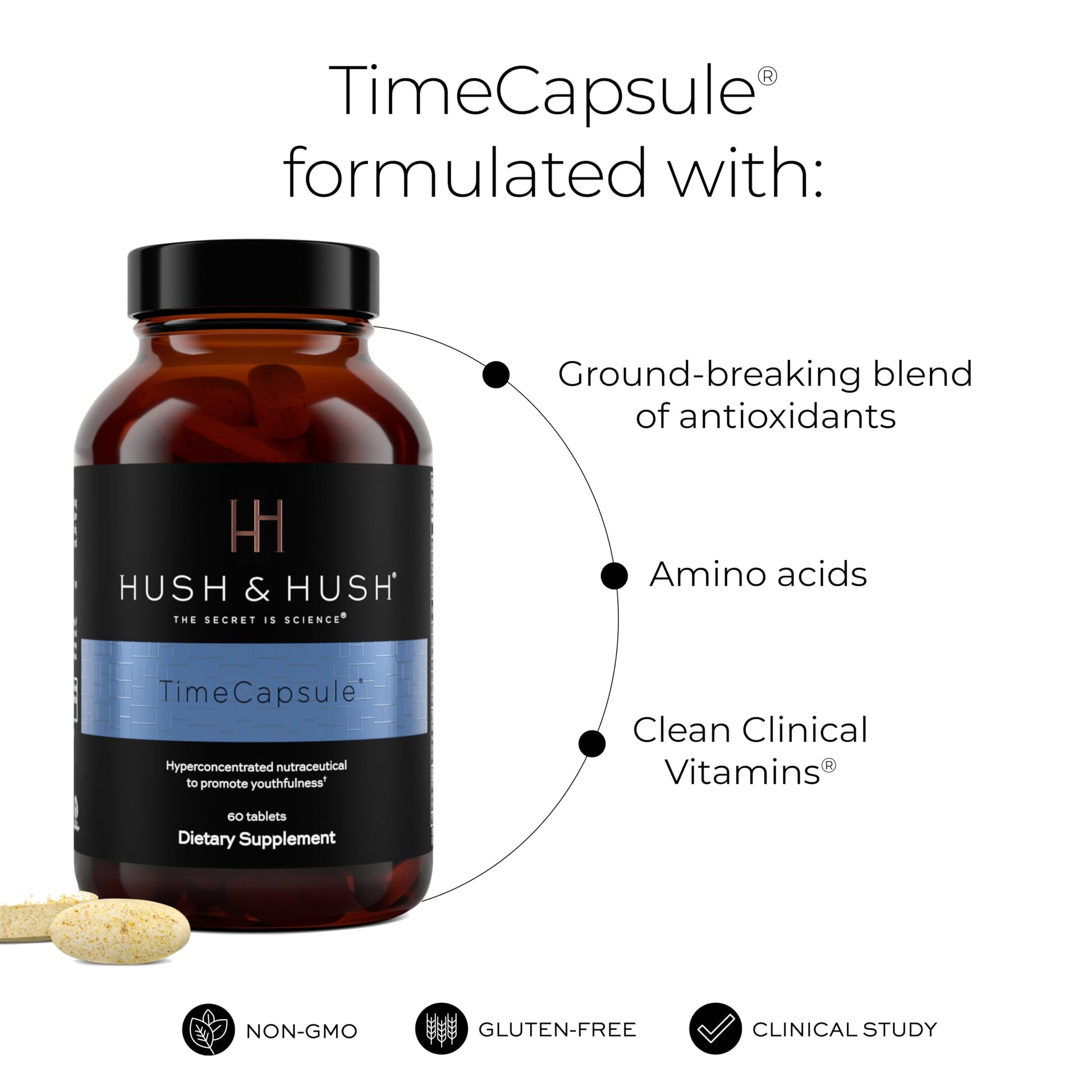 Hush & Hush TimeCapsule Multivitamin, Women's Multivitamin, Men's Multivitamin, Clean Nutraceuticals Supplements That Contains Hyaluronic Acid Hush & Hush uk supplements