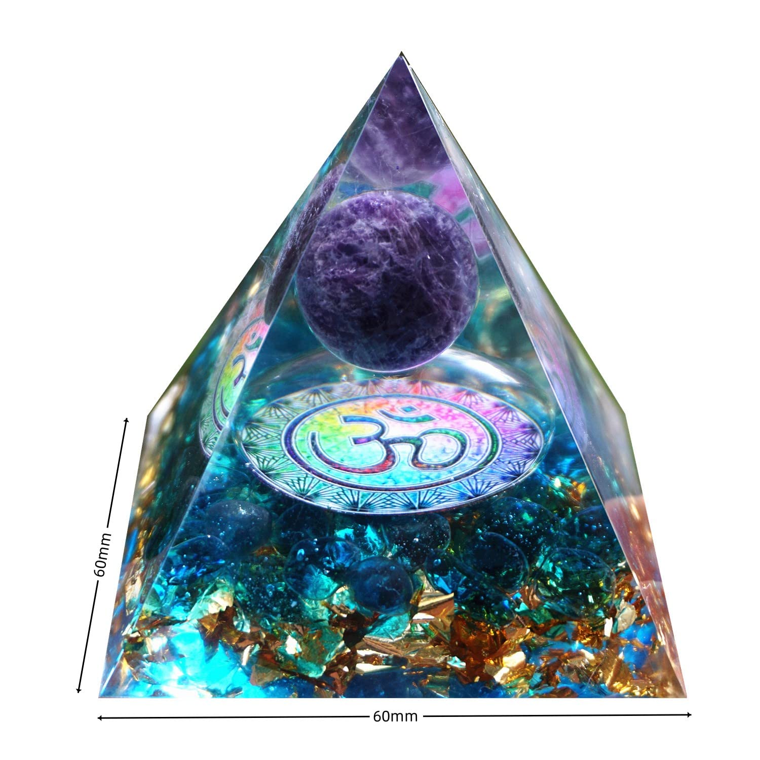Besorgone Orgonite Pyramid for Positive Energy Amethyst Sphere Chakra Orgone with Blue Quartz Besorgone uk supplements