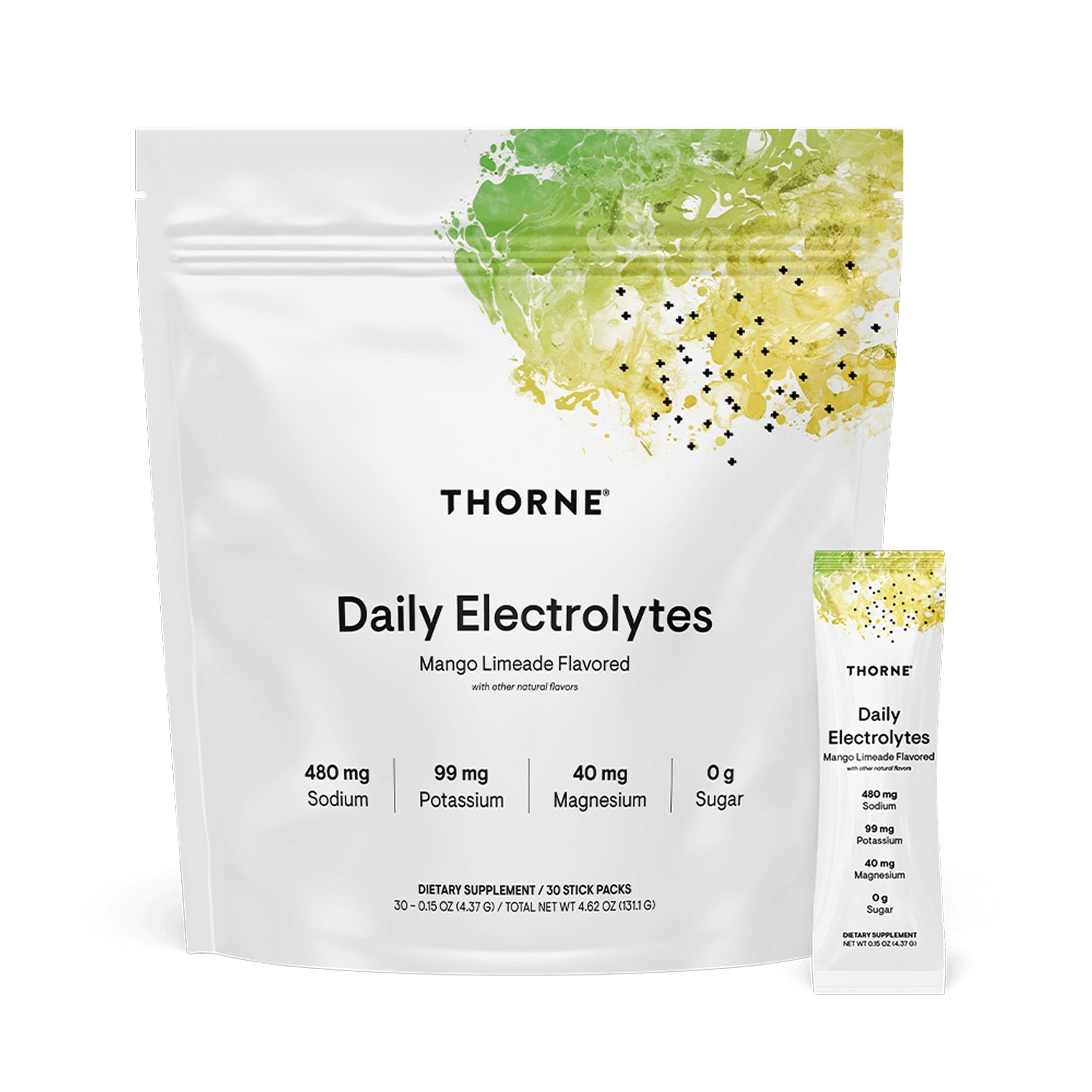 THORNE - Daily Electrolytes - Zero Sugar & Low-Calorie Electrolyte Powder Drink Mix - Flavors Derived from Natural Sources - NSF Certified for Sport - Mango Limeade - 30 Stick Packs THORNE uk supplements