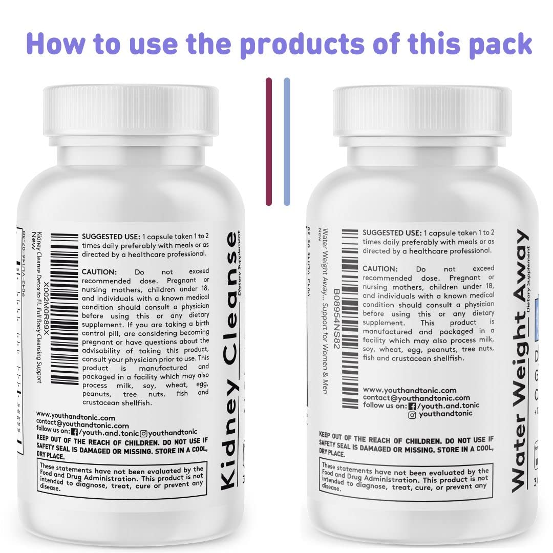 Youth & Tonic Daily Water Retention Pills for Kidney Cleanse Swelling and Excess Body Fluid Youth & Tonic uk supplements