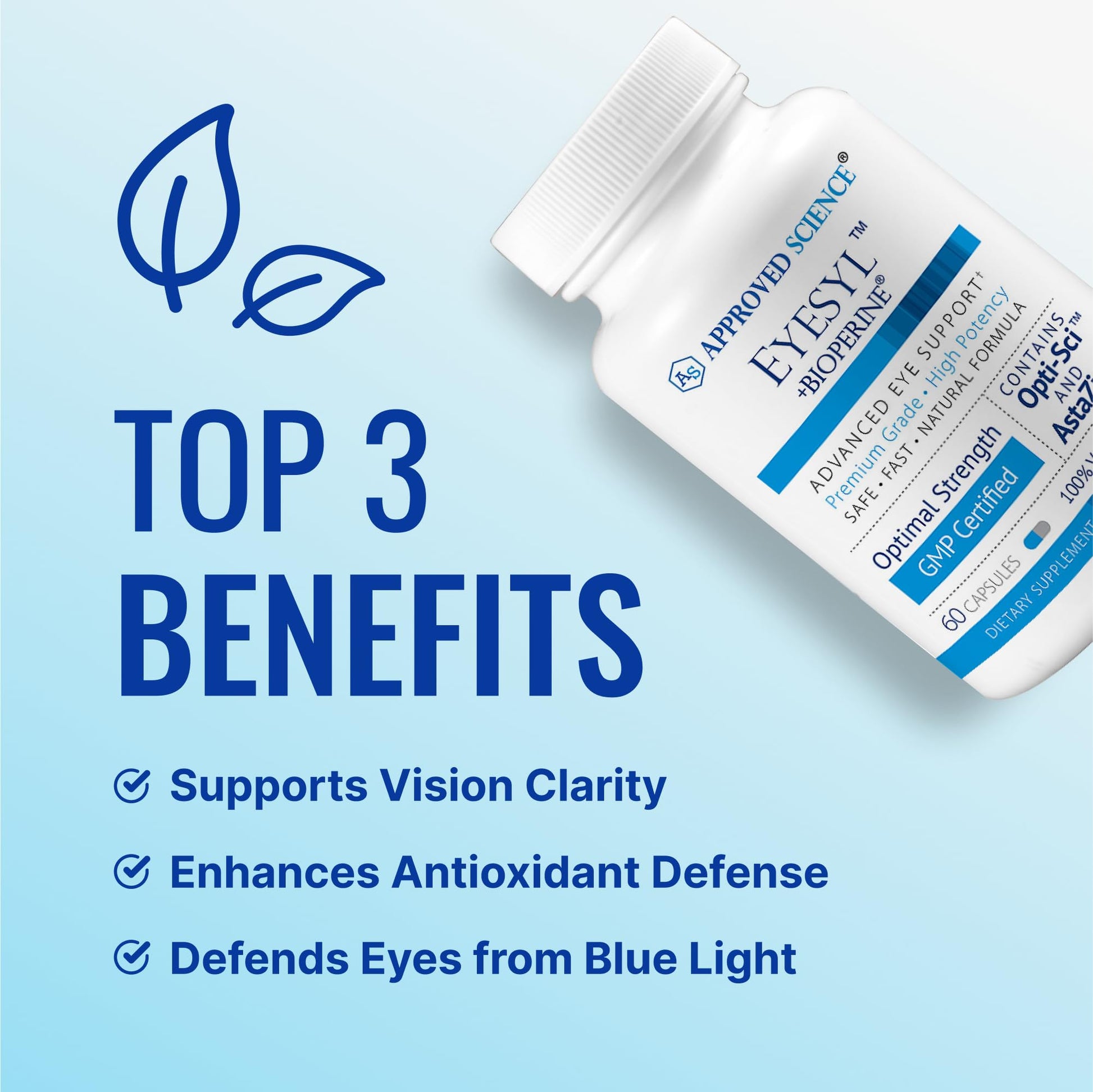 Approved Science EyeSyl - Eye Support Supplement - Chromium Picolinate, Taurine, Lutein, Zeaxanthin, Bilberry, BioPerine - 1 Month Supply - 60 Capsules - Made in The USA Approved Science uk supplements