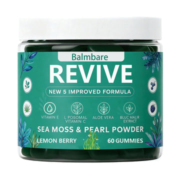 Balmbare Revive Gummies for Hair Loss, with Organic Irish Sea Moss Pearl Powder, Vitamins C & E, Aloe Vera - Supports Healthy Hair, Skin & Nails Growth (1pcs) ReviveNerve uk supplements