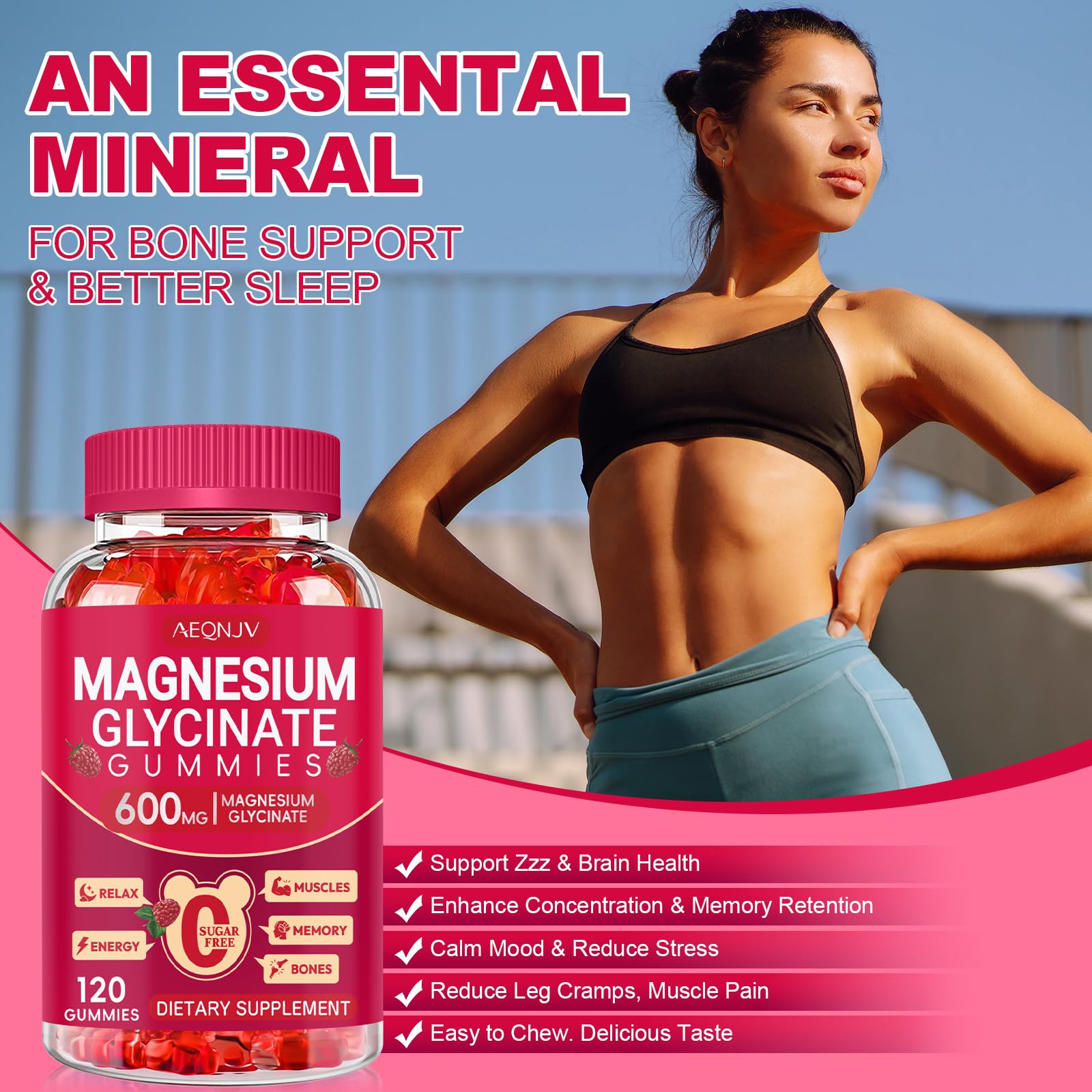 Magnesium Glycinate Gummies 600mg, Sugar Free Magnesium Gummies for Adults, Chewable Potassium Supplements for Body Support, Zzz and Relaxation, 120 Count AEQNJV uk supplements
