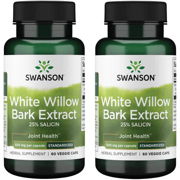 Swanson Maximum Strength White Willow Bark Extract-Promotes Joint Support & Muscle Relief-Standardized to 25% Salicin-Natural Supplement with No Stomach Irritation (60 Veggie Caps, 500mg Each) 2 Pack Swanson uk supplements