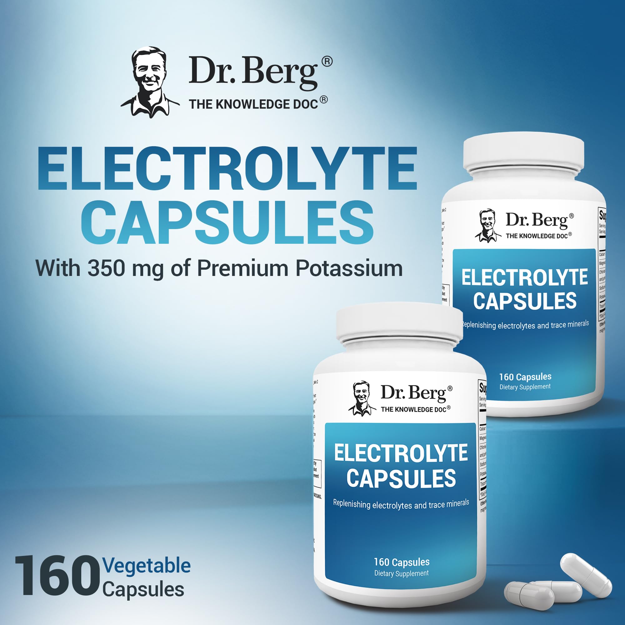 Dr. Berg Electrolyte Capsules - Electrolyte Supplements for Supporting Energy, Endurance, and Hydration - Sugar Free, No Maltodextrin, Keto Friendly - 160 Caps Dr. Berg Nutritionals uk supplements