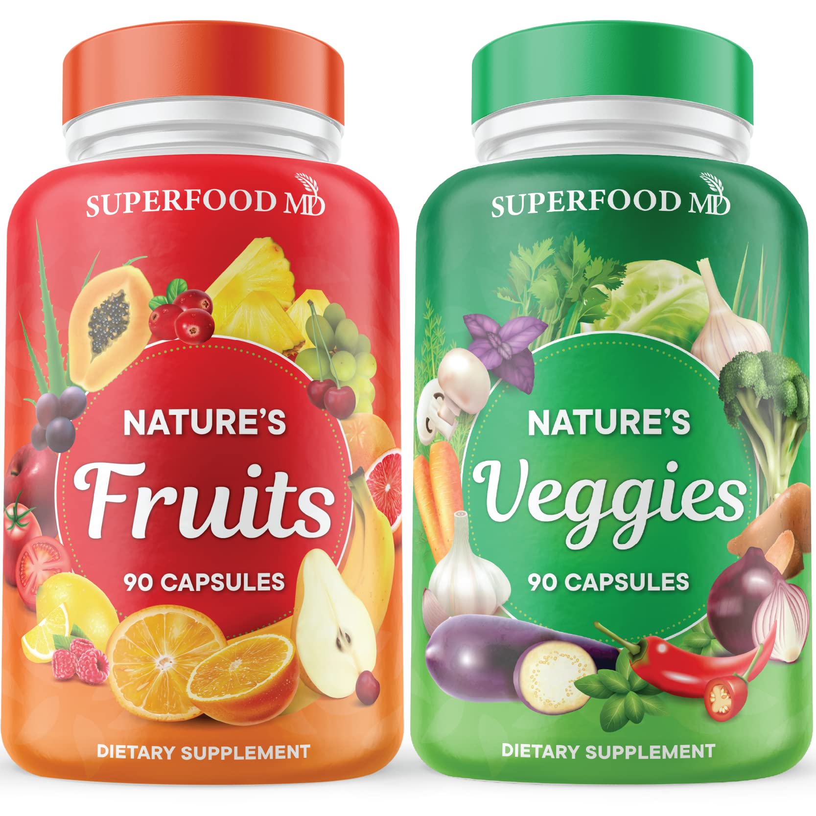 Superfood MD Fruits & Veggies Supplement - Whole Food Natural Superfoods - with Beta Carotene - Soy Free- 90 Count (Pack of 2) Superfood MD uk supplements