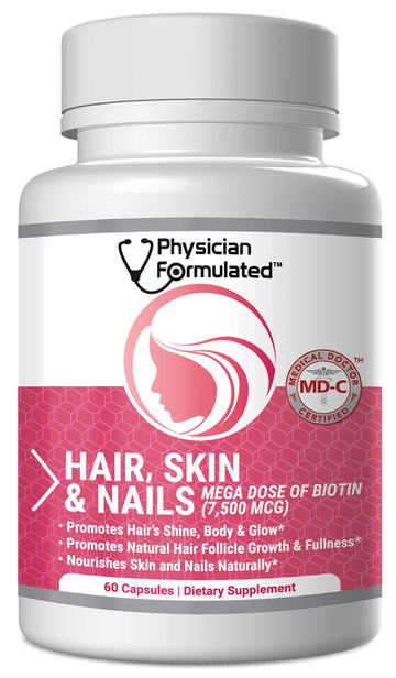 Physician Formulated Healthy Hair Skin and Nails Vitamins for Men and Women - 7500 mcg Biotin, Amino Acids, Collagen and Hyaluronic Acid - 60 Capsules Physician Formulated uk supplements