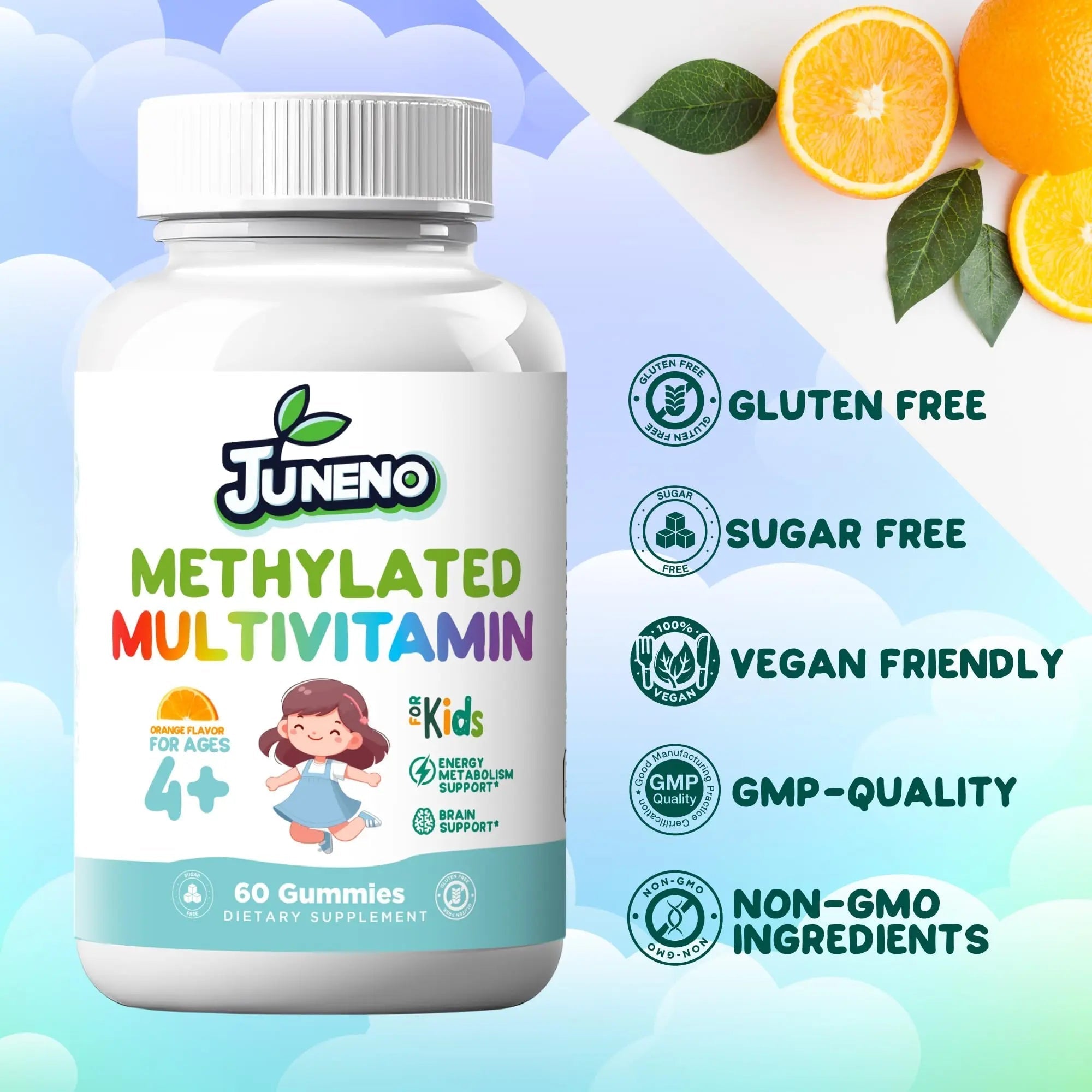 Juneno Methylated Multivitamin Gummies for Kids - MTHFR Support Supplement with B Complex 5-MTHF Folate (L-Methylfolate) Juneno uk supplements