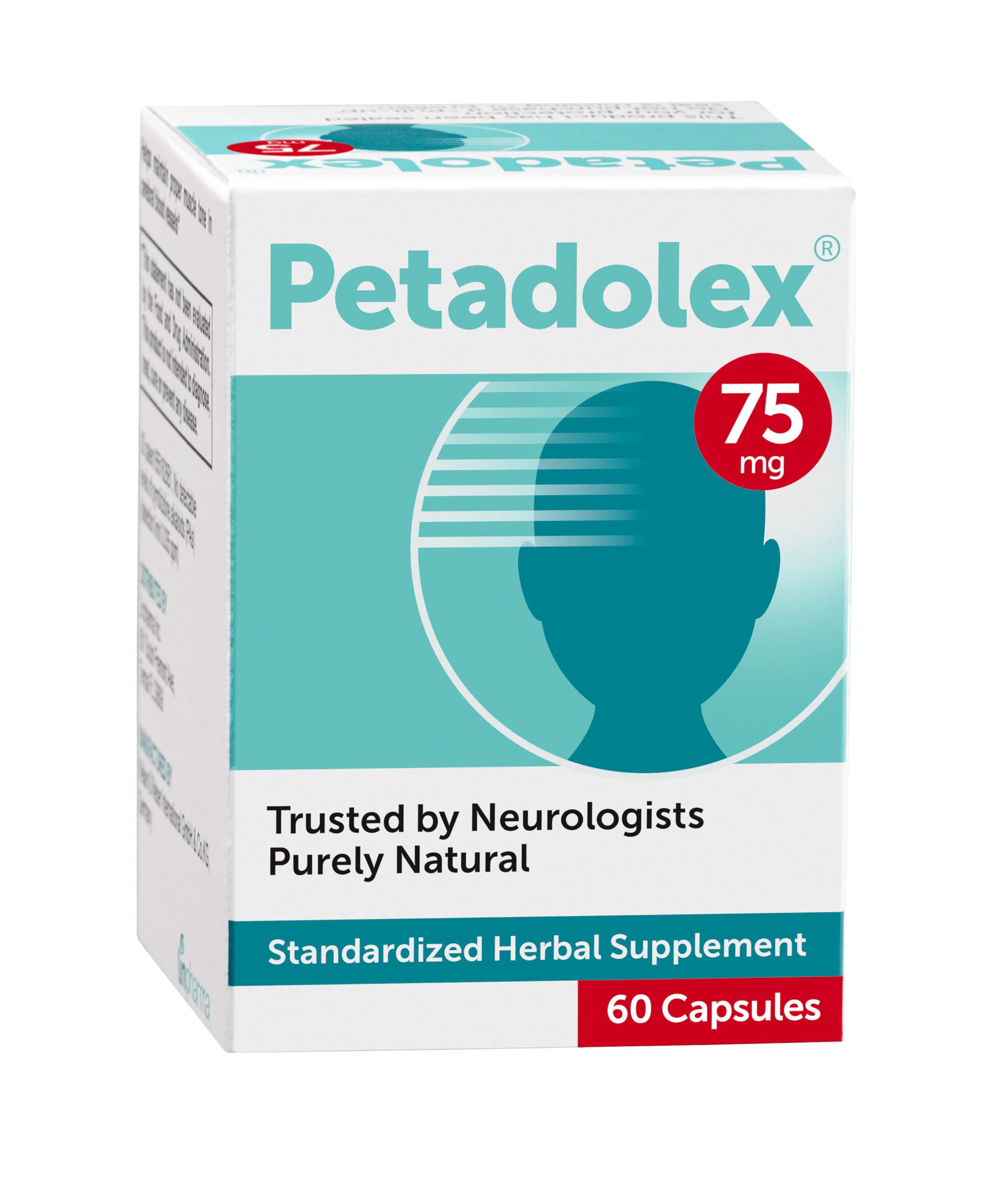 Petadolex - Migraine Relief - Patented Butterbur Root Extract, 75mg PA-Free Butterbur Extract Petadolex uk supplements