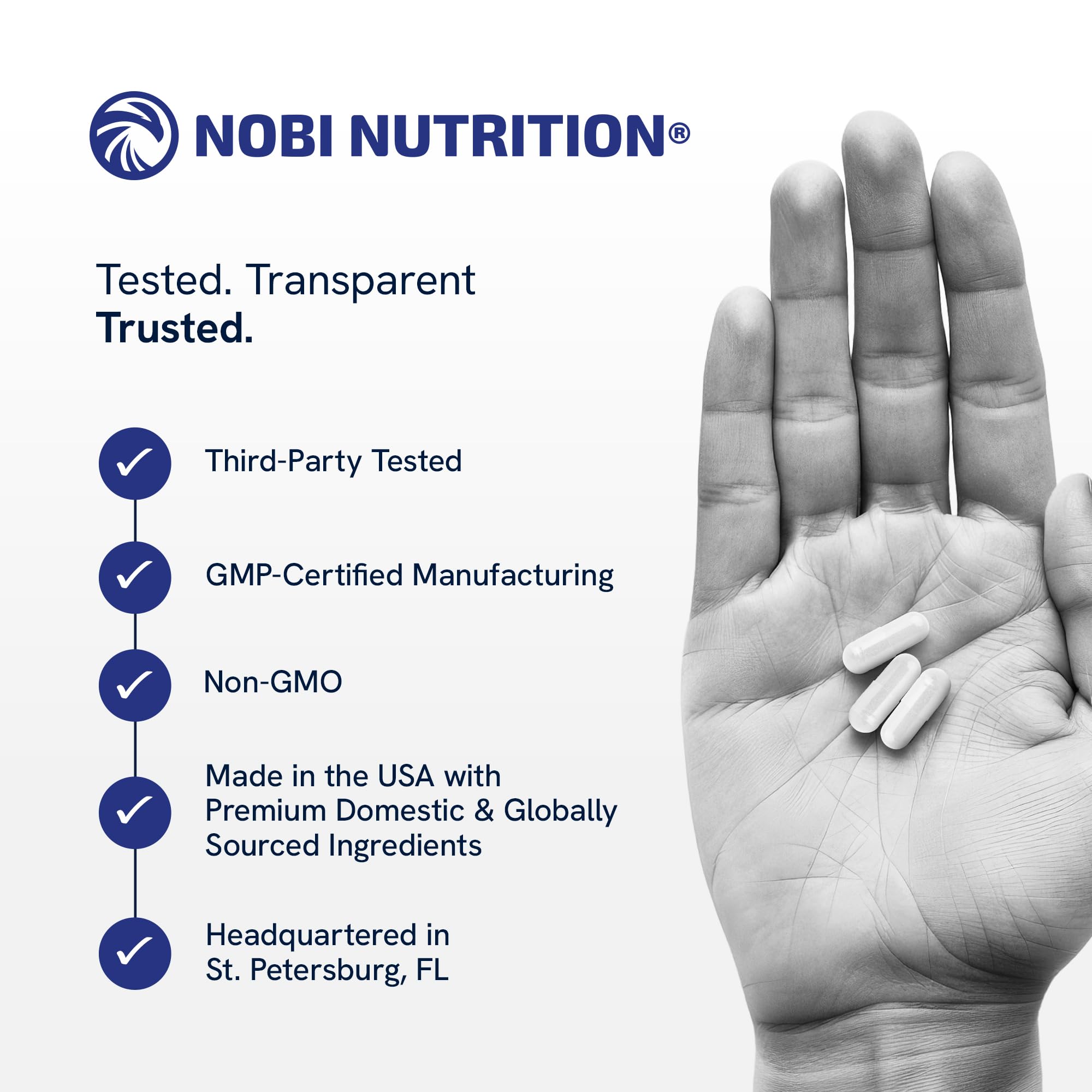 NMN Supplement 500mg | 99% Pure | NAD+ Precursor for Cellular Energy, Longevity, Repair, and Healthy Aging Support | Third-Party Tested & Non-GMO | Nicotinamide Mononucleotide | 60 NMN Capsules Nobi Nutrition uk supplements