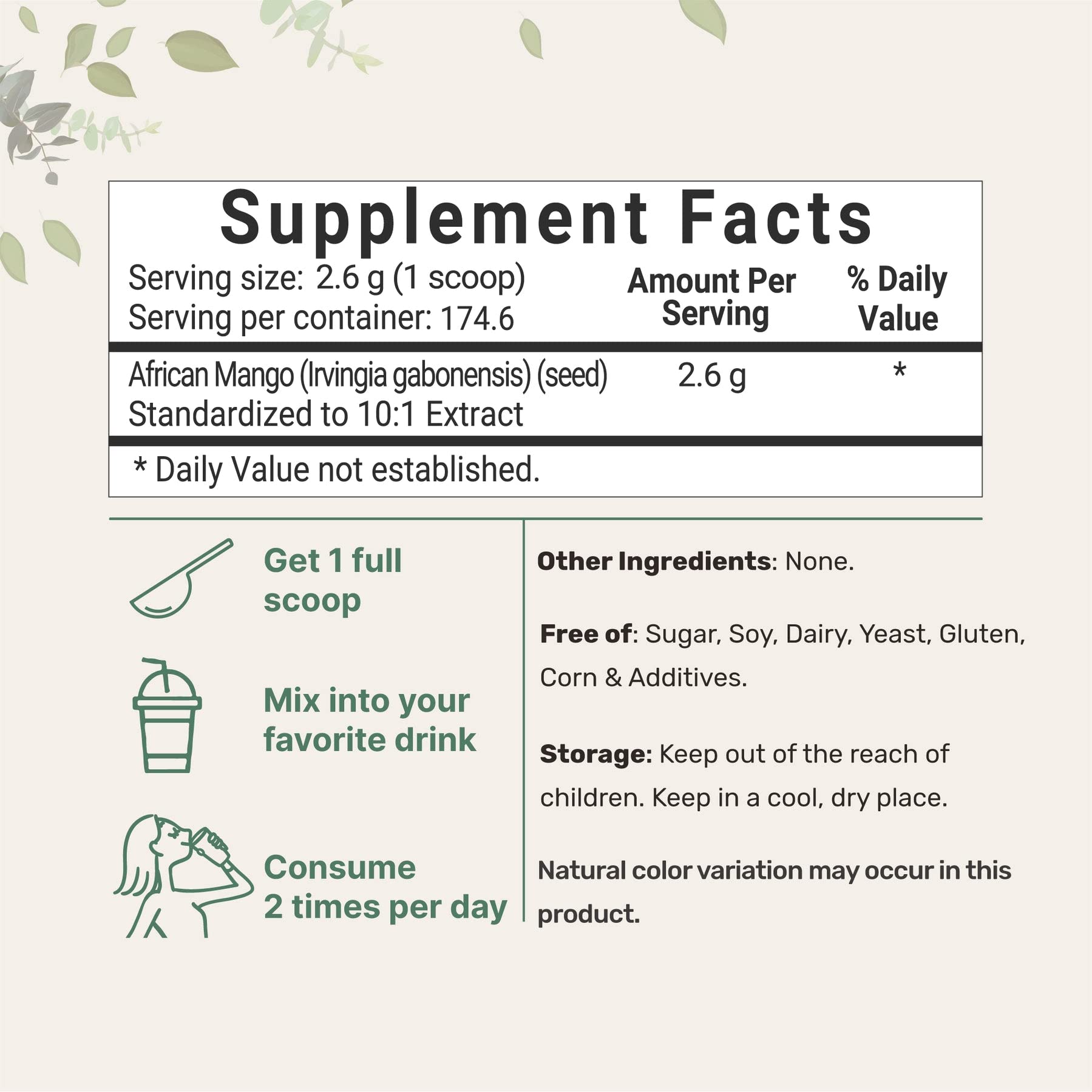 Sustainably Africa Grown, Pure African Mango Powder (Irvingia Gabonensis Powder Micro Ingredients uk supplements