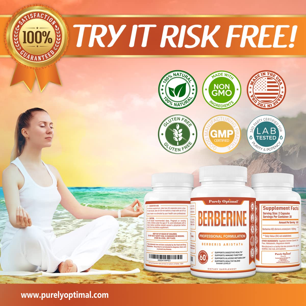 Purely Optimal Premium Berberine Supplement - 1200mg Berberine HCl, Non-GMO Purely Optimal uk supplements